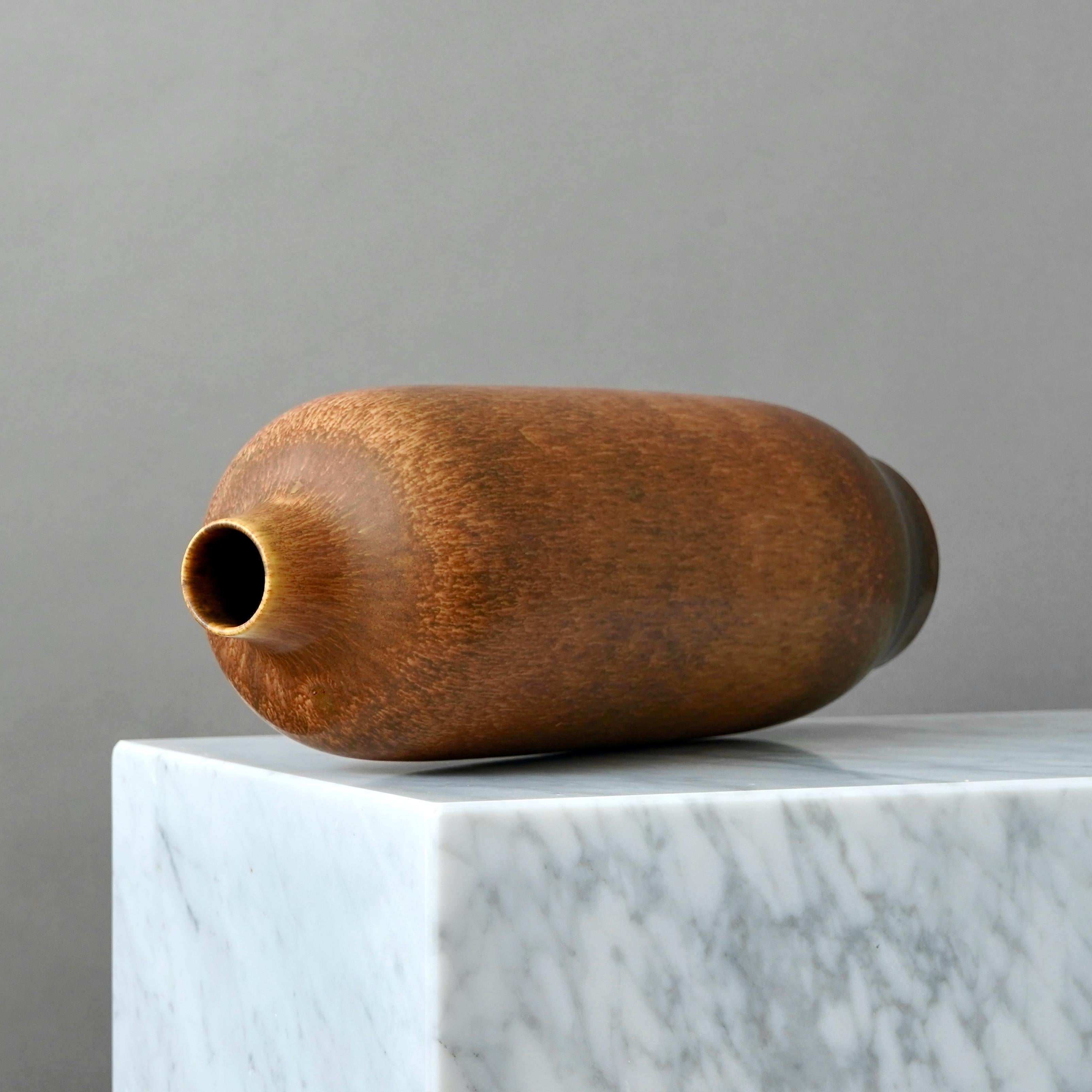 Swedish Large Brown Stoneware Floor Vase by Carl-Harry Stalhane, Rorstrand, Sweden 1960s For Sale