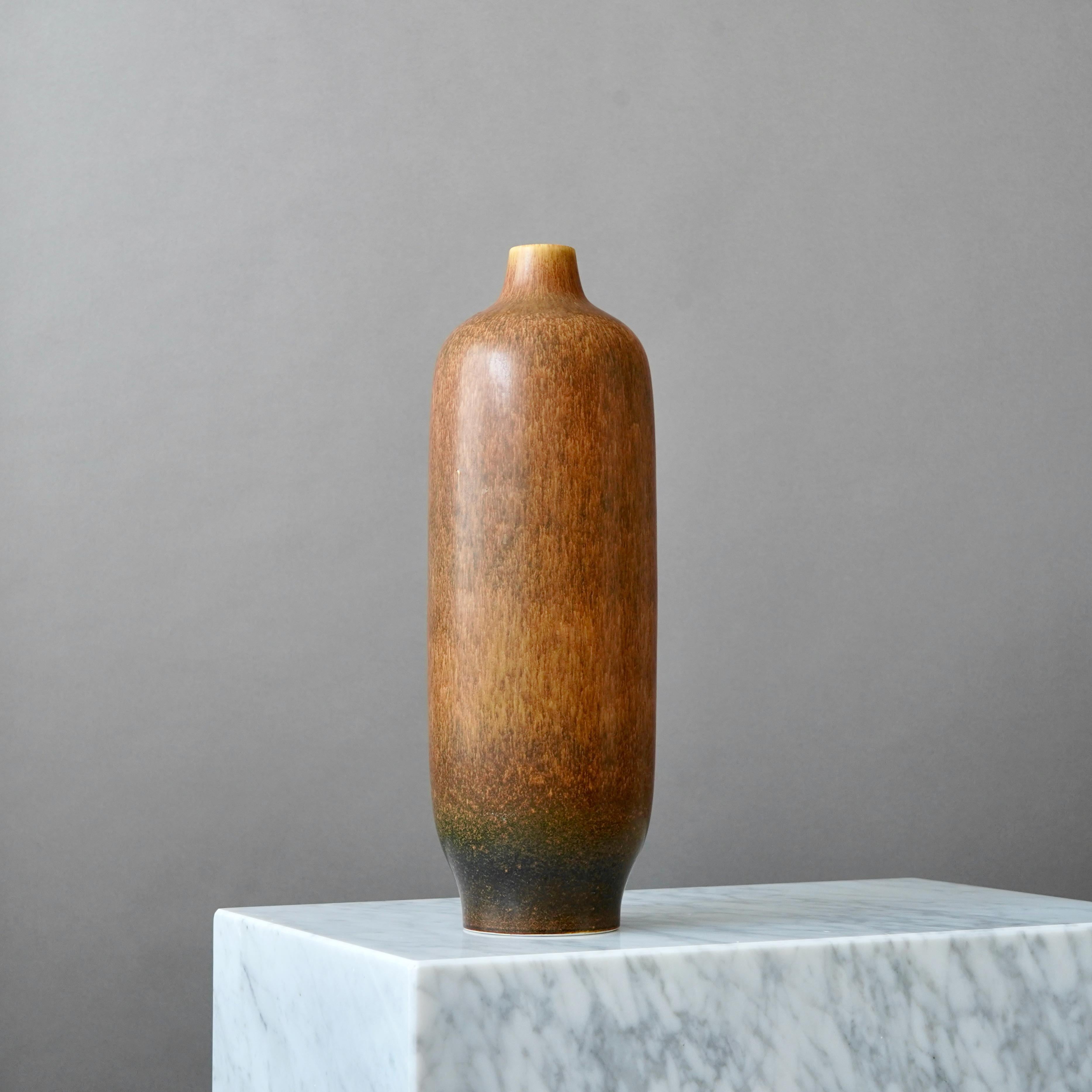 20th Century Large Brown Stoneware Floor Vase by Carl-Harry Stalhane, Rorstrand, Sweden 1960s For Sale
