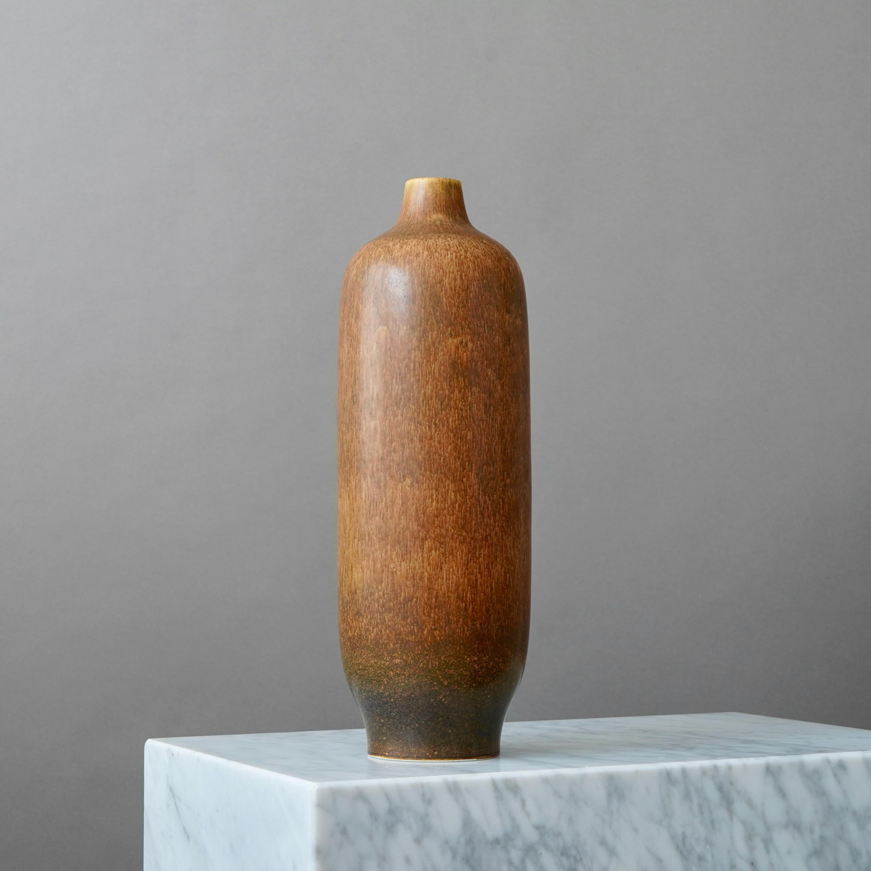 Ceramic Large Brown Stoneware Floor Vase by Carl-Harry Stalhane, Rorstrand, Sweden 1960s For Sale