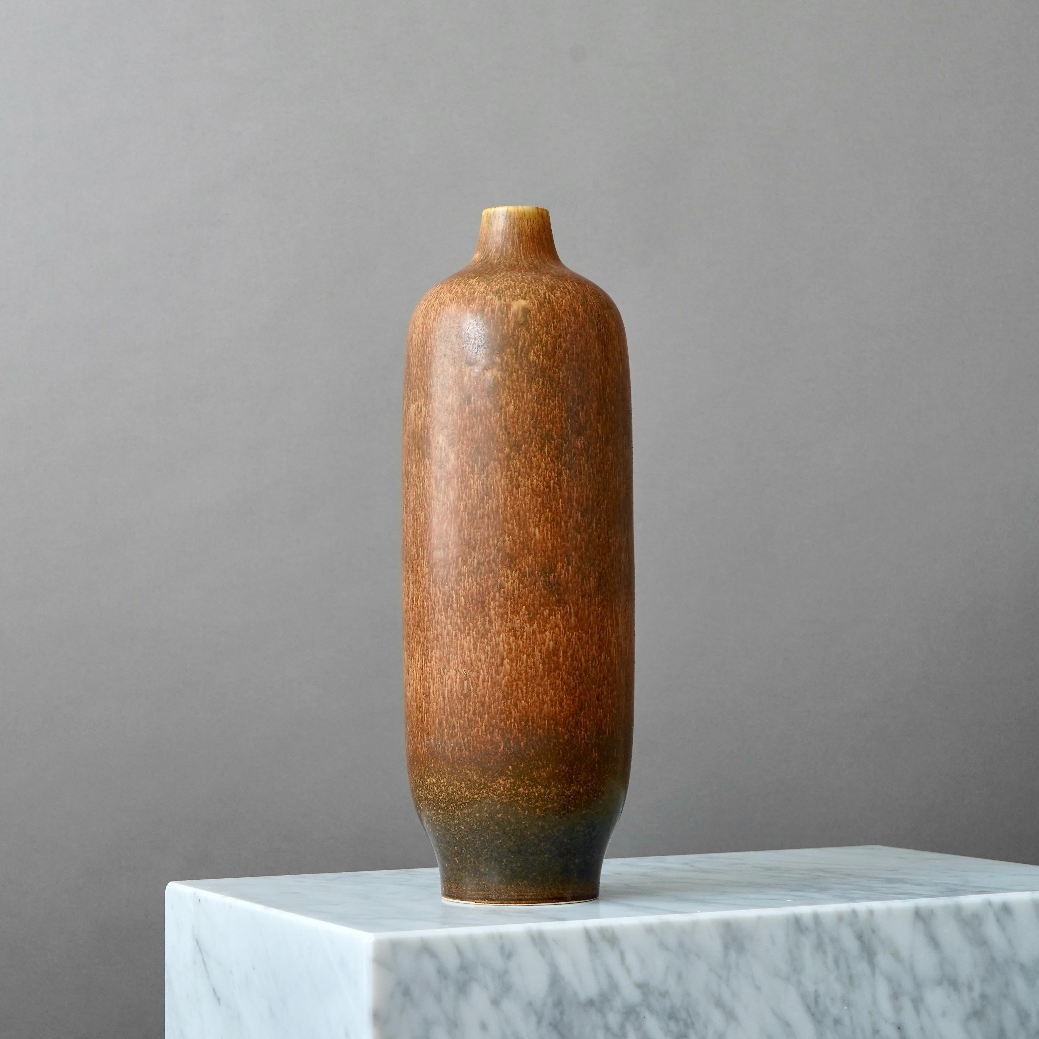 Large Brown Stoneware Floor Vase by Carl-Harry Stalhane, Rorstrand, Sweden 1960s For Sale 1