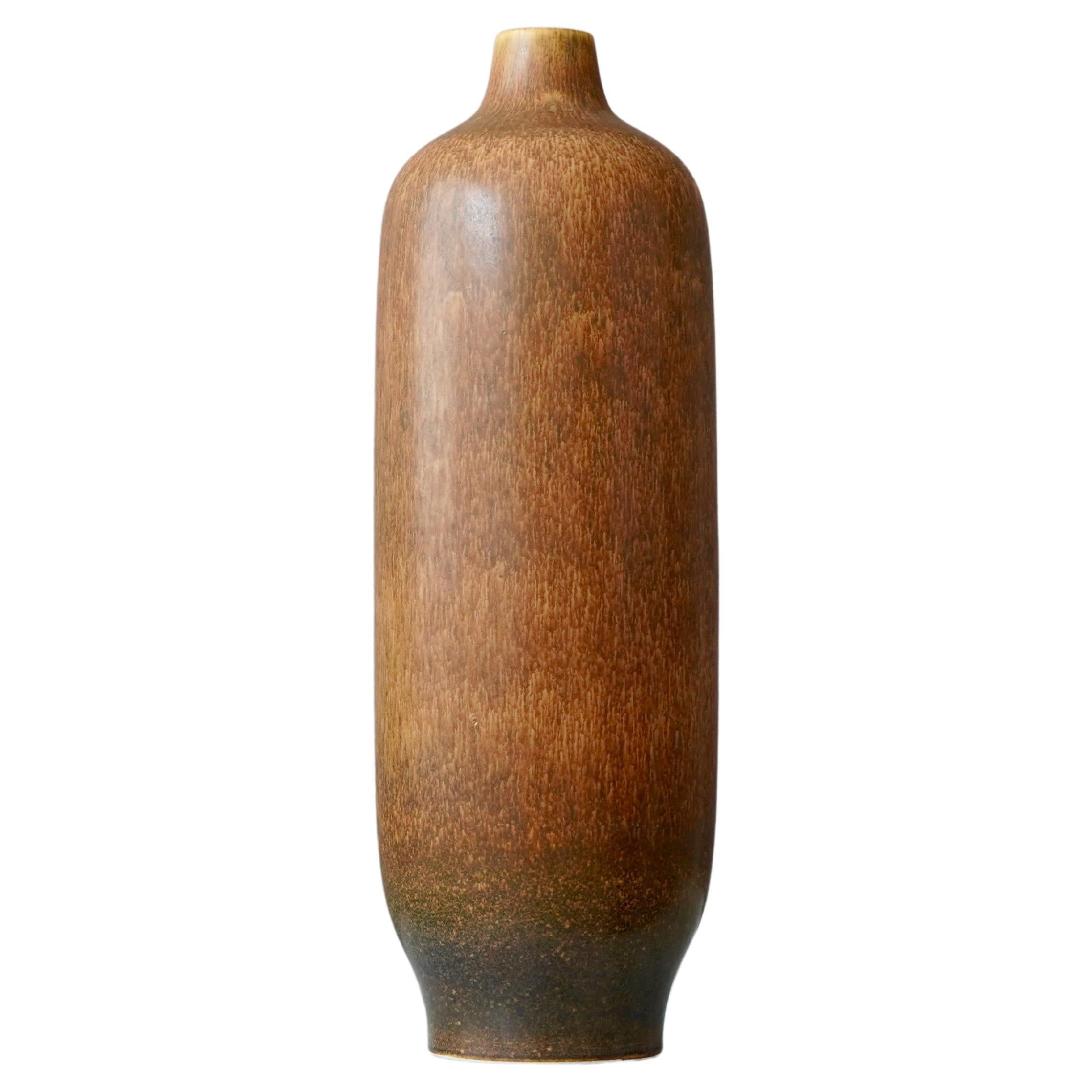 Large Brown Stoneware Floor Vase by Carl-Harry Stalhane, Rorstrand, Sweden 1960s For Sale