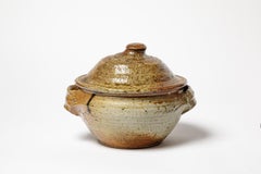 Große Kiste oder Topf aus braunem Steingut von Anne Kjaersgaard La Borne