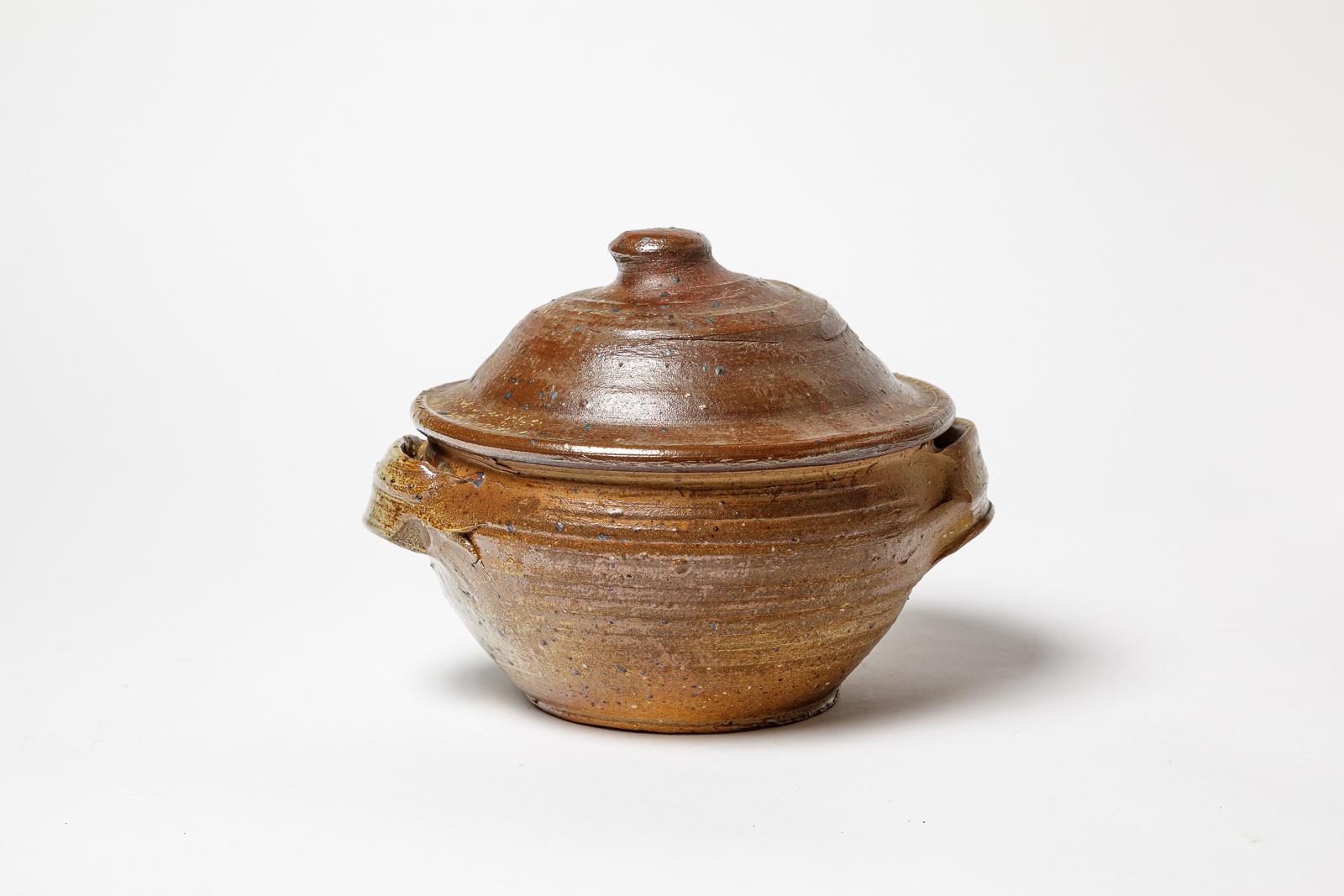 Grande scatola o vaso in ceramica marrone in gres cotto di Anne Kjaersgaard La Borne In condizioni ottime in vendita a Neuilly-en- sancerre, FR