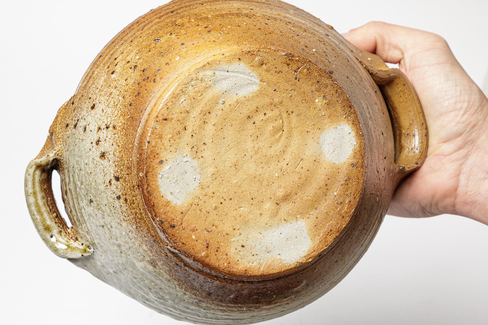 Ceramica Grande scatola o vaso in ceramica marrone in gres cotto di Anne Kjaersgaard La Borne in vendita