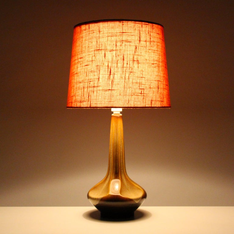 Large Brown Table Lamp by Einar Johansen for Soholm 1960s, with Vintage