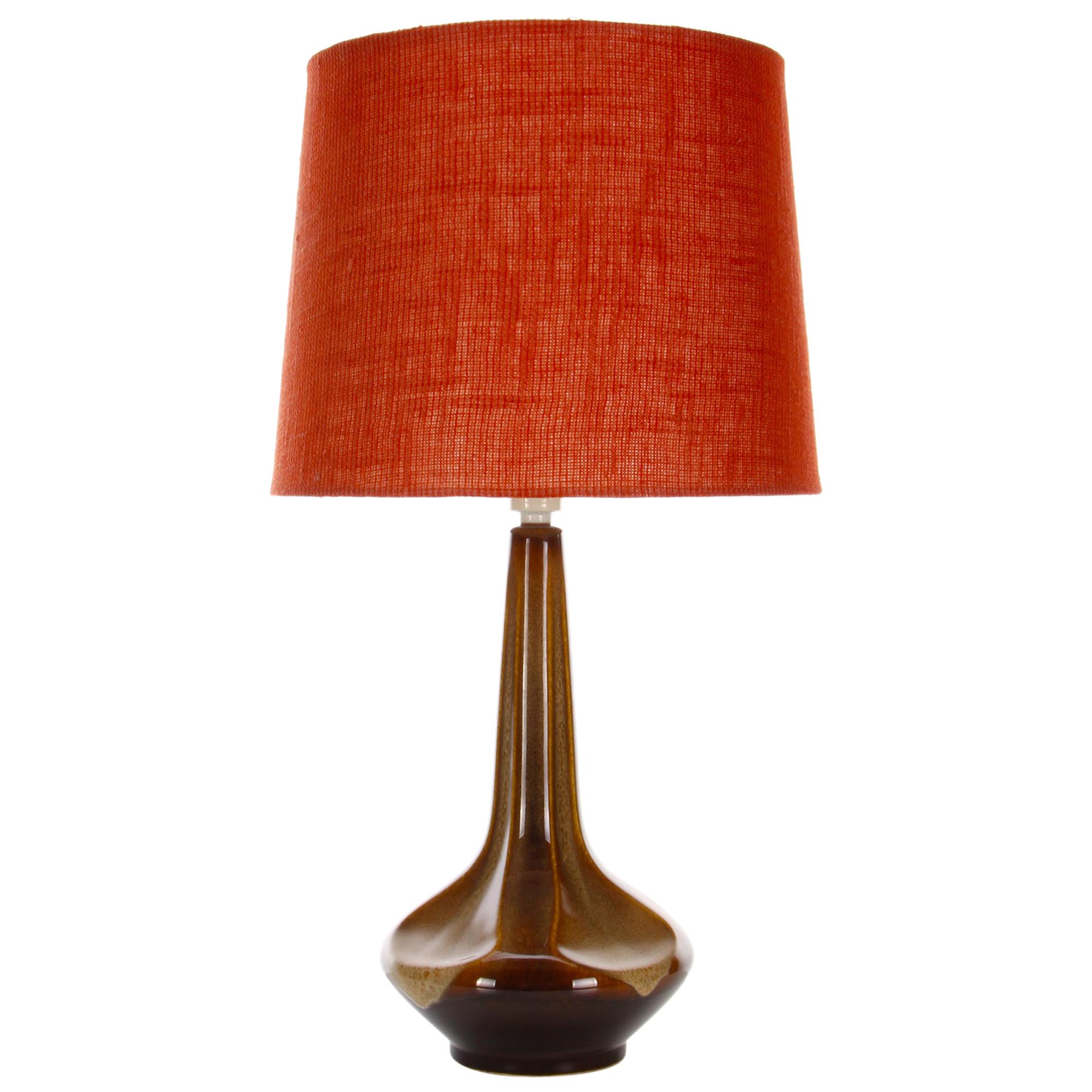 Large Brown Table Lamp by Einar Johansen for Soholm 1960s, with Vintage Shade