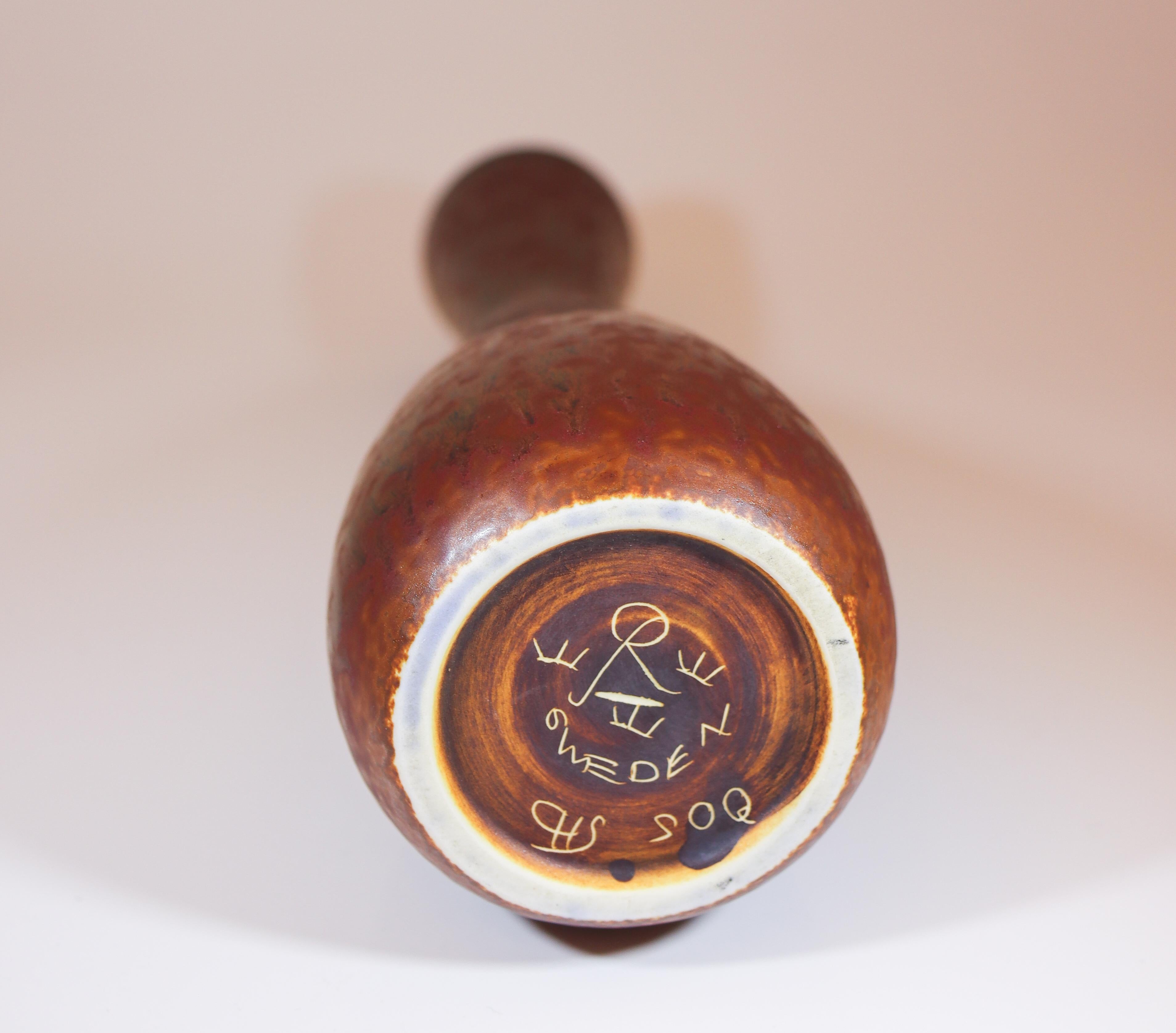 Vaso grande marrone - Carl-Harry Stålhane - Rörstrand Midcentury Modern in vendita 1