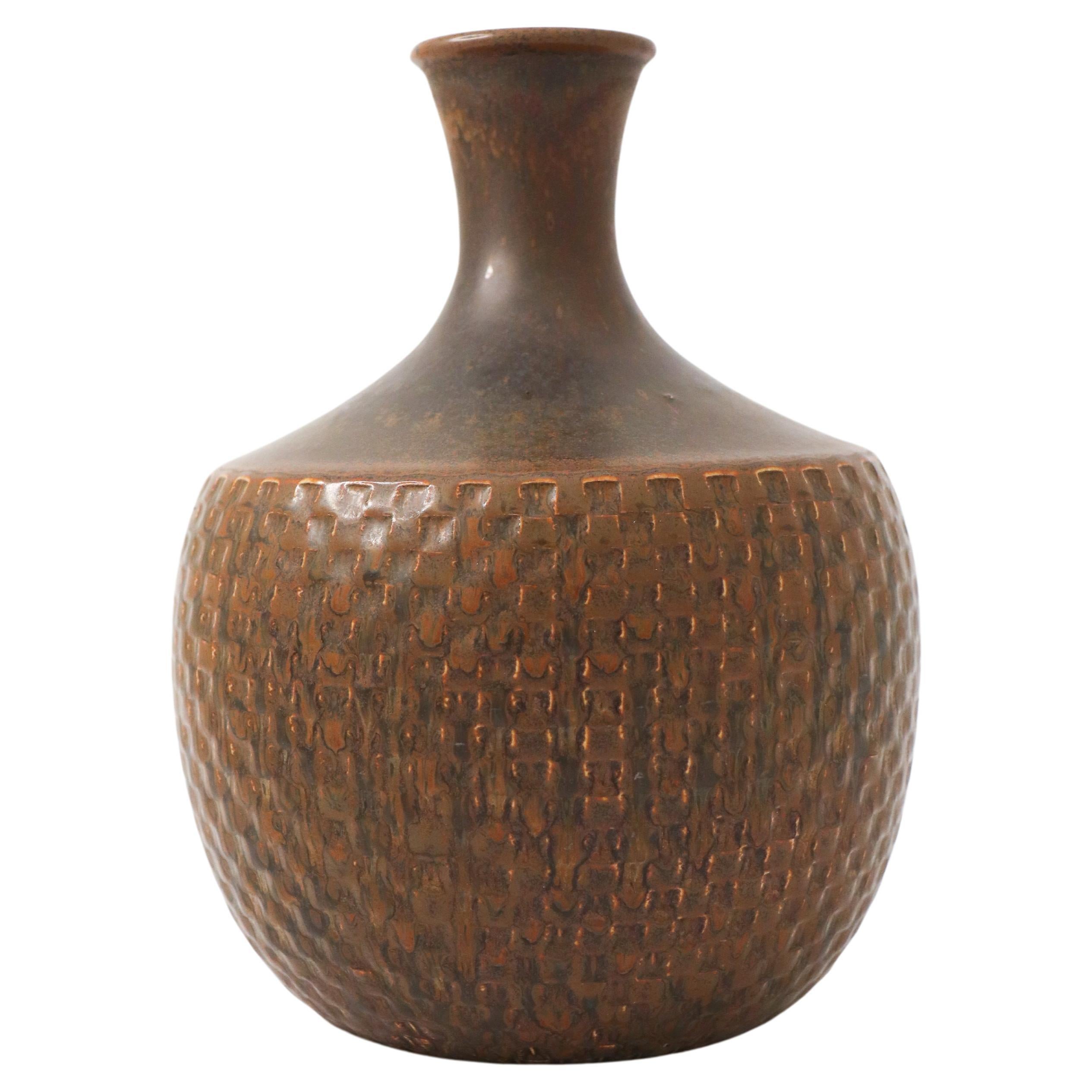 Large Brown Vase Stoneware, Stig Lindberg, Gustavsbergs Studio, Vintage, 1963