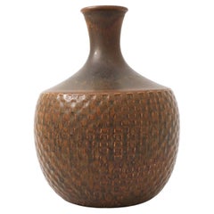 Large Brown Vase Stoneware, Stig Lindberg, Gustavsbergs Studio, Antique, 1963