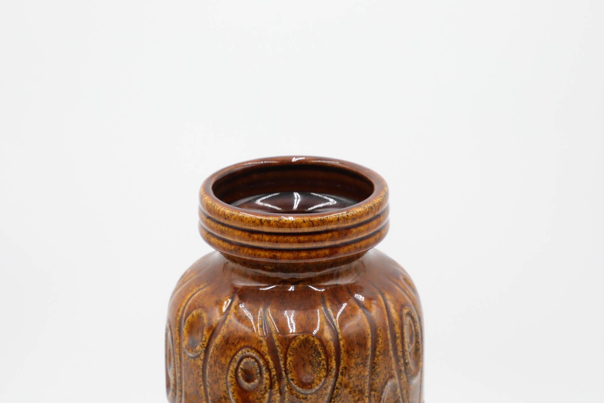 Grande vaso Scheurich Koralle in ceramica marrone della Germania occidentale in vendita 3