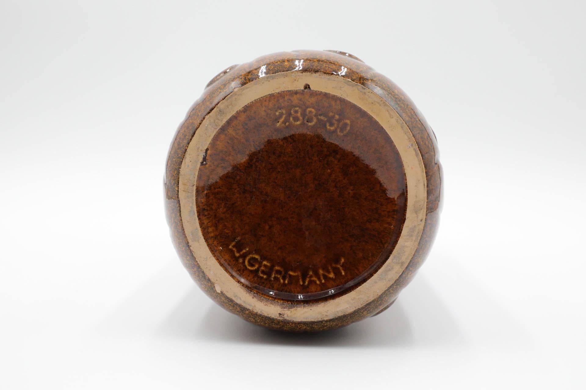 Grande vaso Scheurich Koralle in ceramica marrone della Germania occidentale in vendita 9