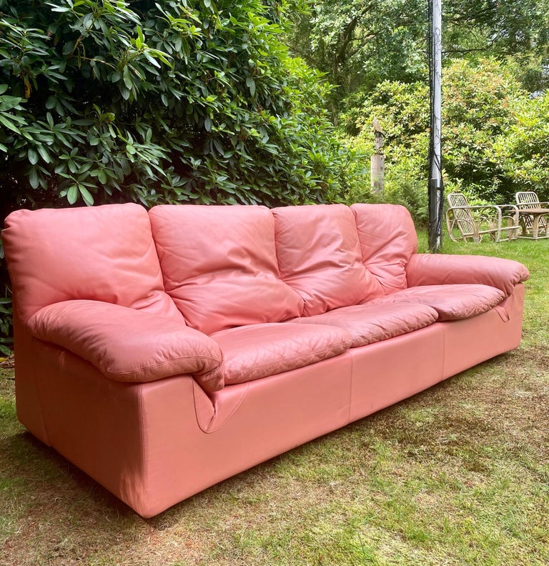 Large Brunati Leather Sofa in Typical 80s Color For Sale at 1stDibs ...