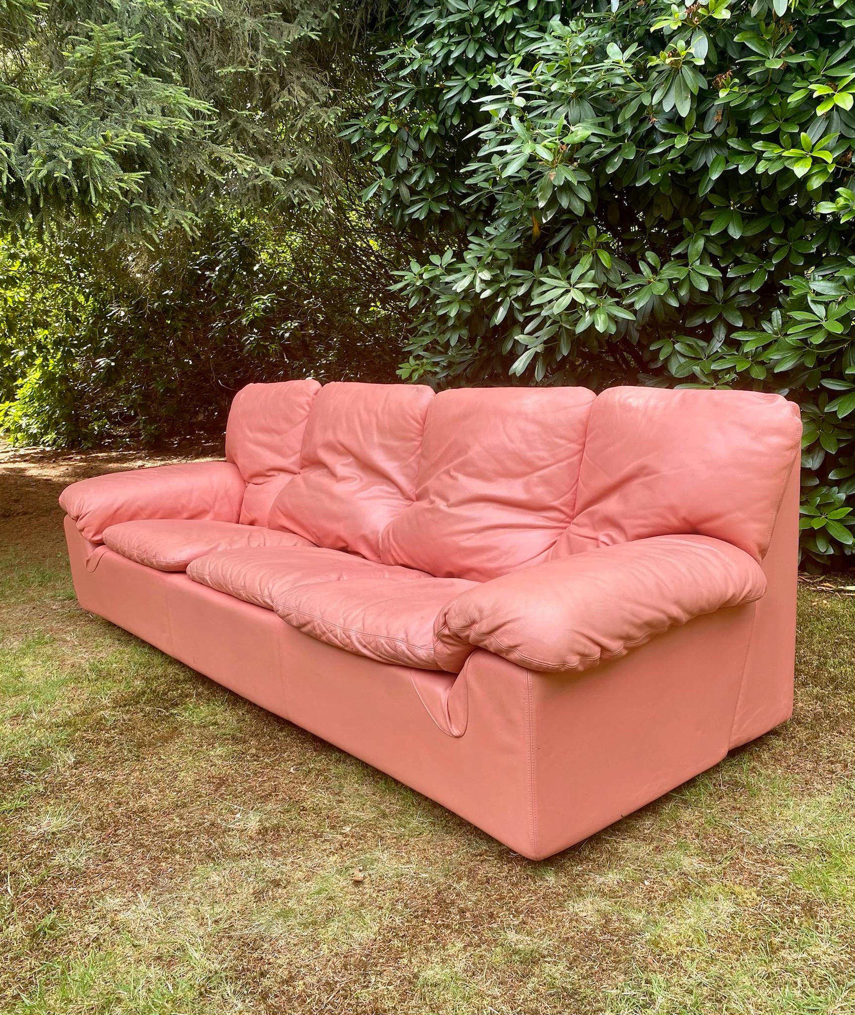 pink leather sofa