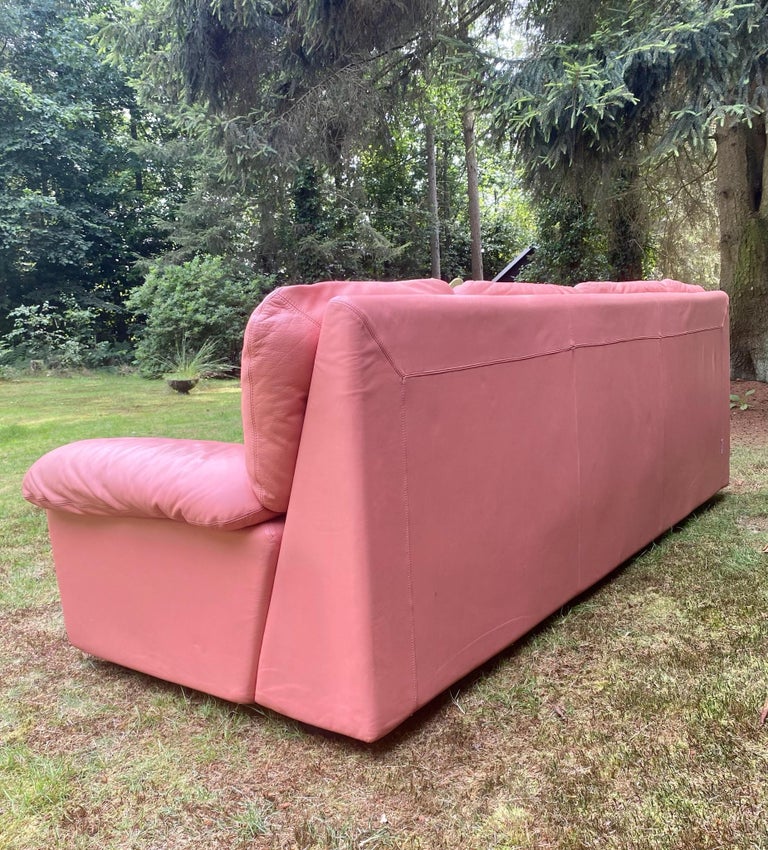 Large Brunati Leather Sofa in Typical 80s Color For Sale at 1stDibs