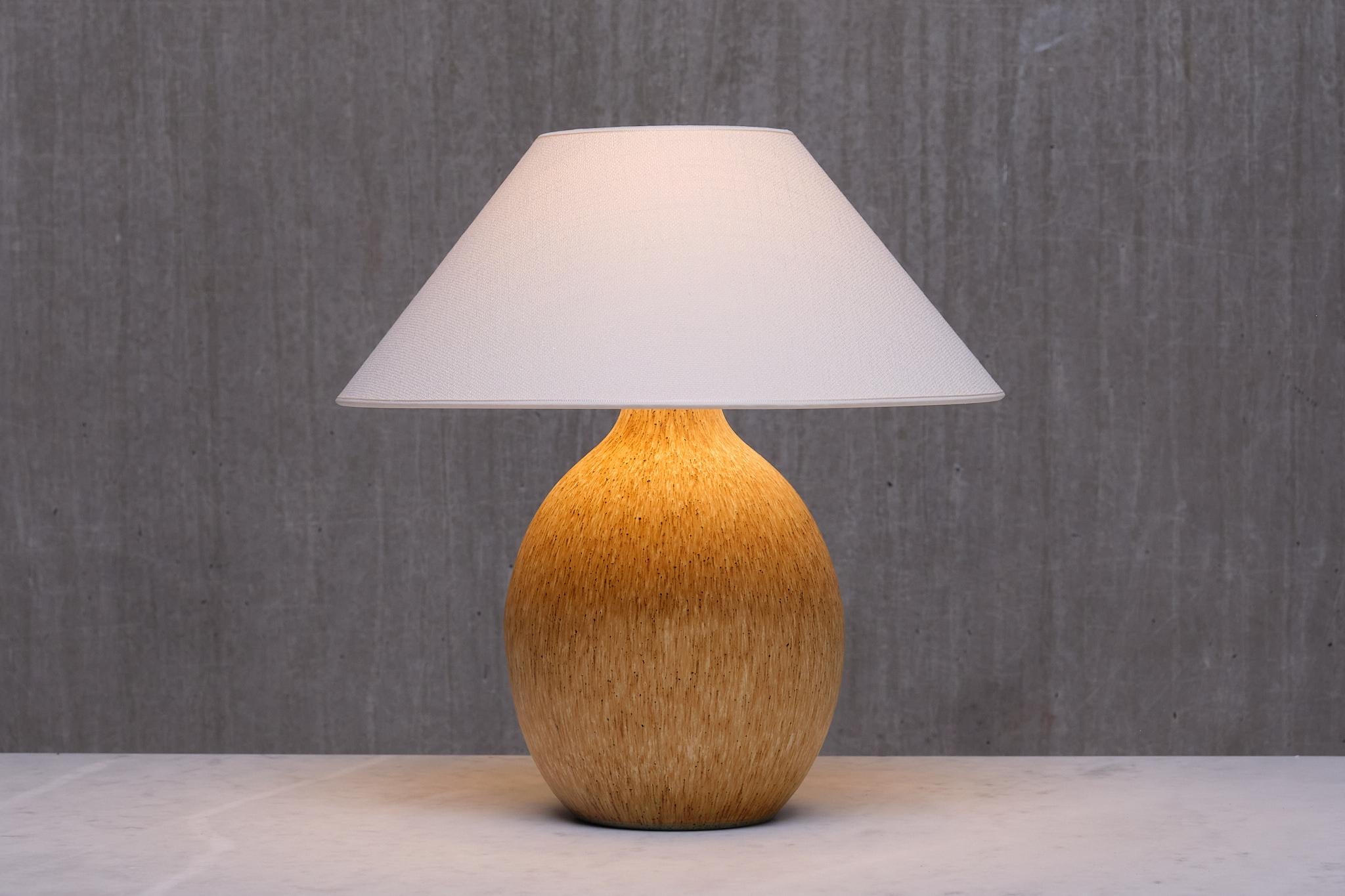 Große Bruno Karlsson-Tischlampe aus gesprenkelter Keramik, Ego Stengods, Schweden, 1960er Jahre im Angebot 4
