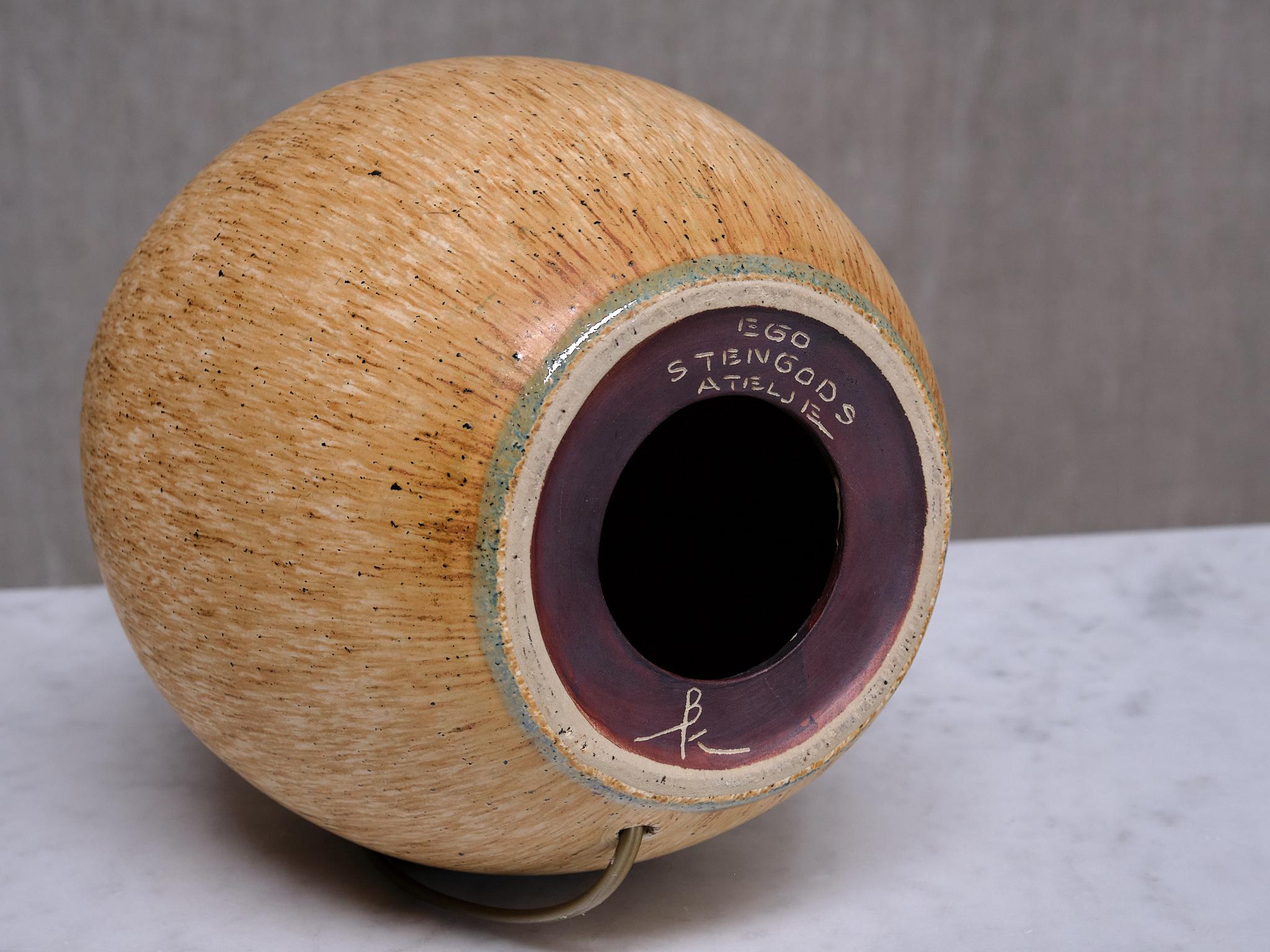 Große Bruno Karlsson-Tischlampe aus gesprenkelter Keramik, Ego Stengods, Schweden, 1960er Jahre im Angebot 5