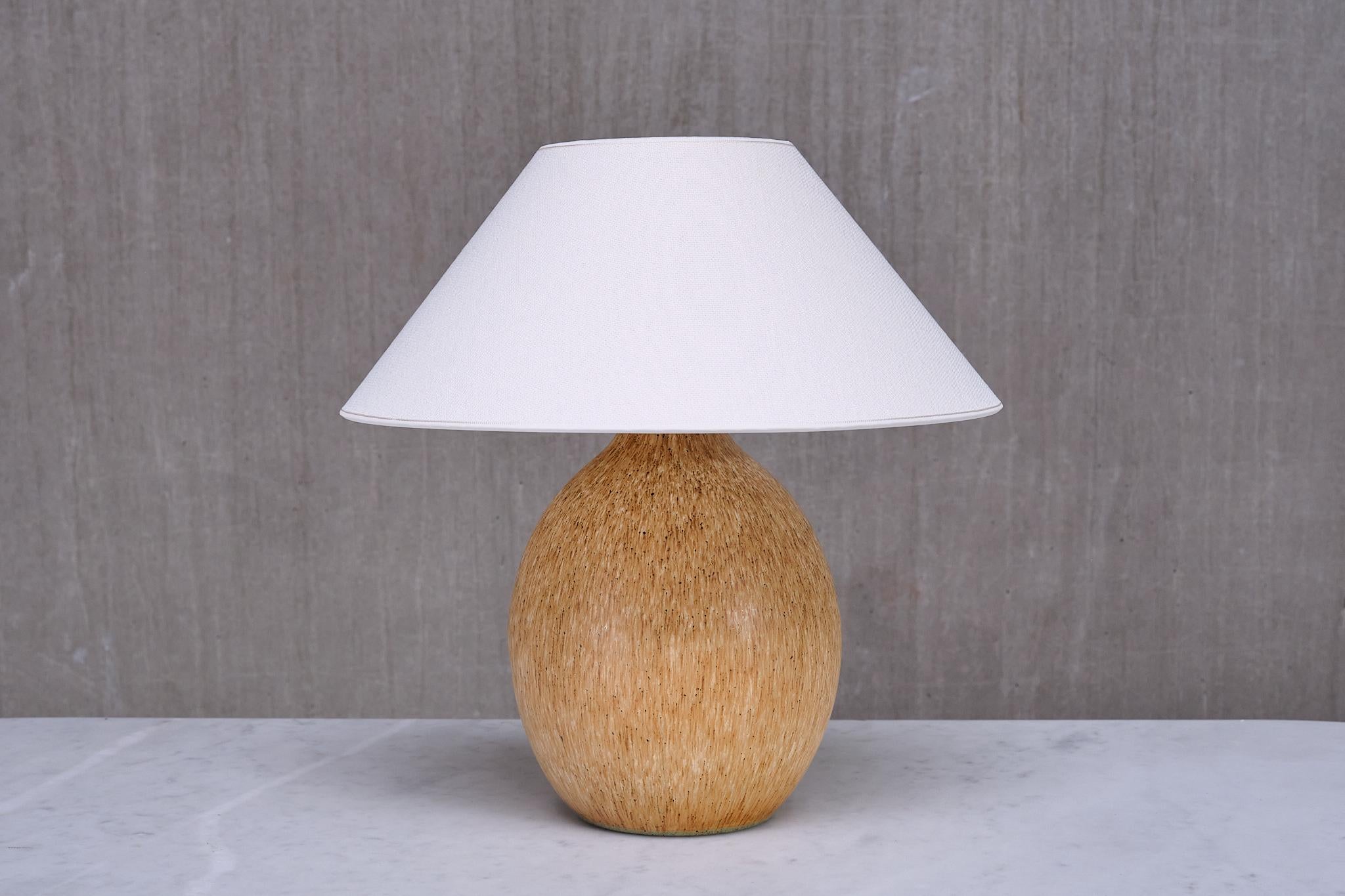 Große Bruno Karlsson-Tischlampe aus gesprenkelter Keramik, Ego Stengods, Schweden, 1960er Jahre im Angebot 6