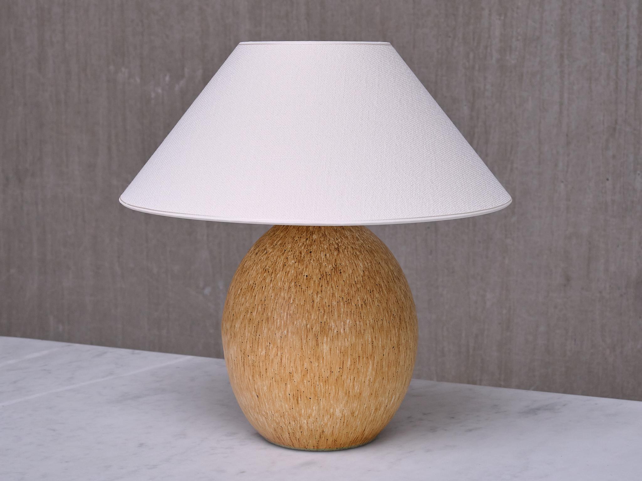 Große Bruno Karlsson-Tischlampe aus gesprenkelter Keramik, Ego Stengods, Schweden, 1960er Jahre im Angebot 2