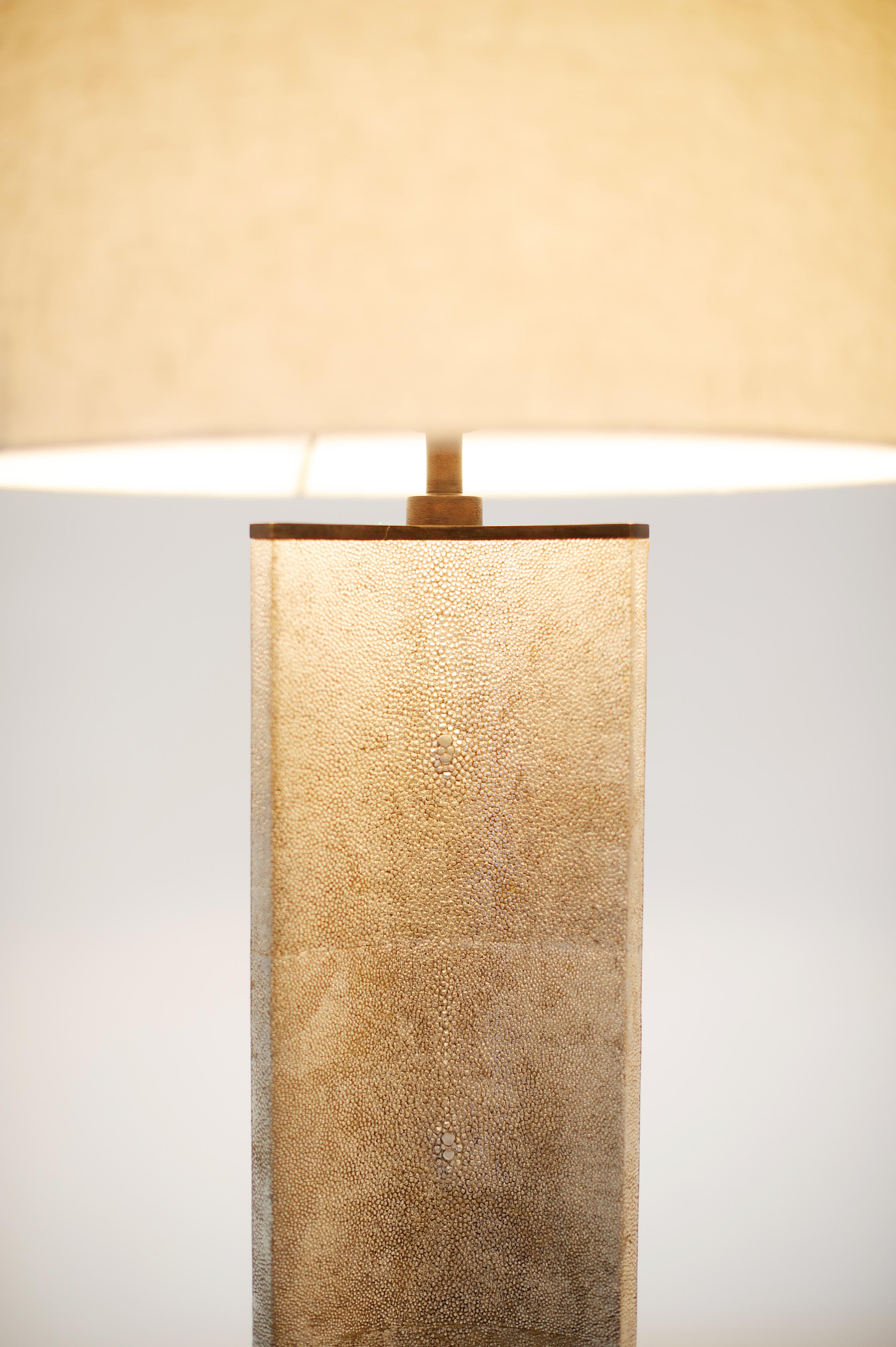 Modern Large Bruno Lamp in Shagreen and Bronze by Elan Atelier