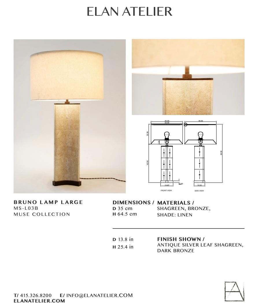 Contemporary Pair of Large Bruno Lamps in Gold Shagreen by Elan Atelier (IN STOCK) For Sale