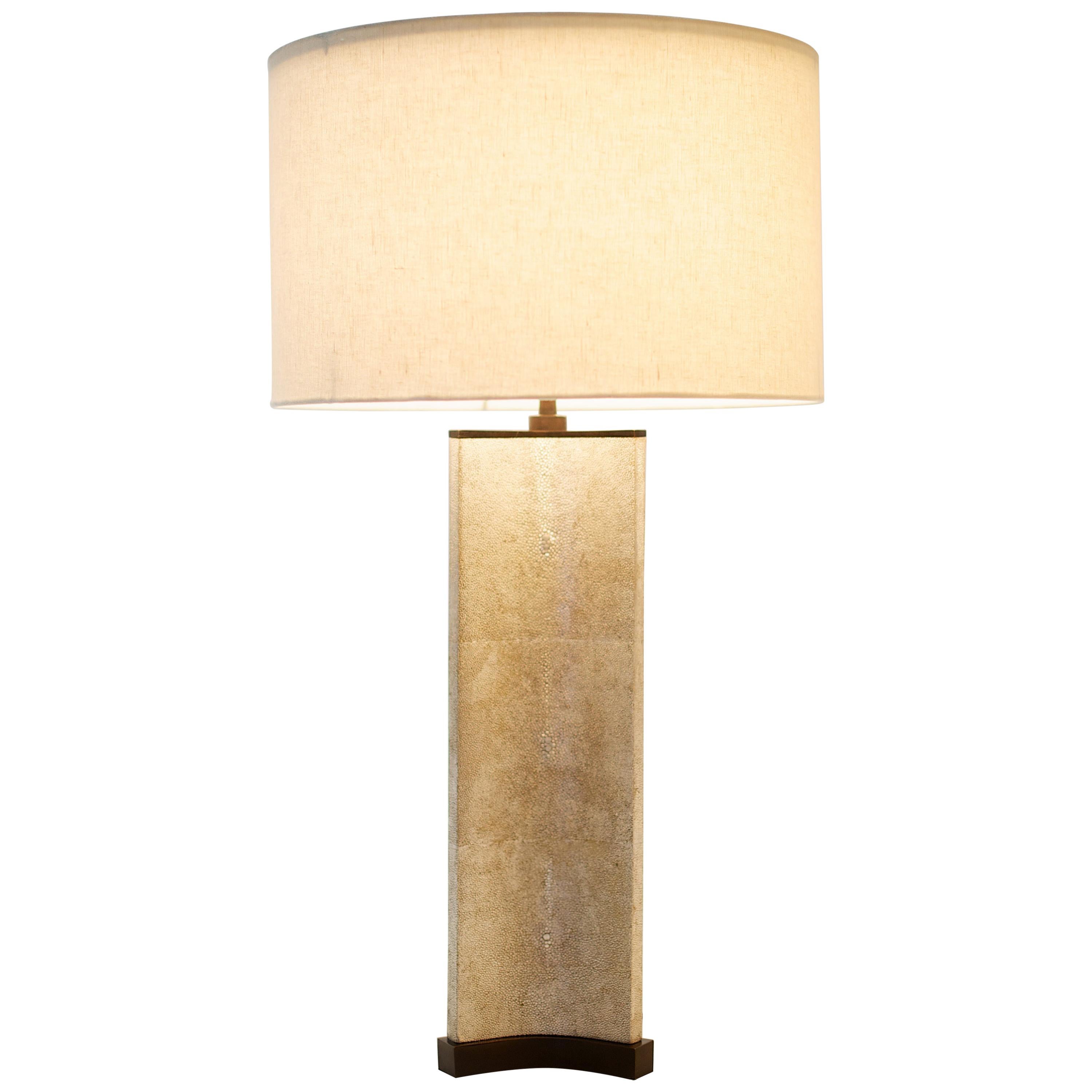 Large Bruno Lamp in Shagreen and Bronze by Elan Atelier
