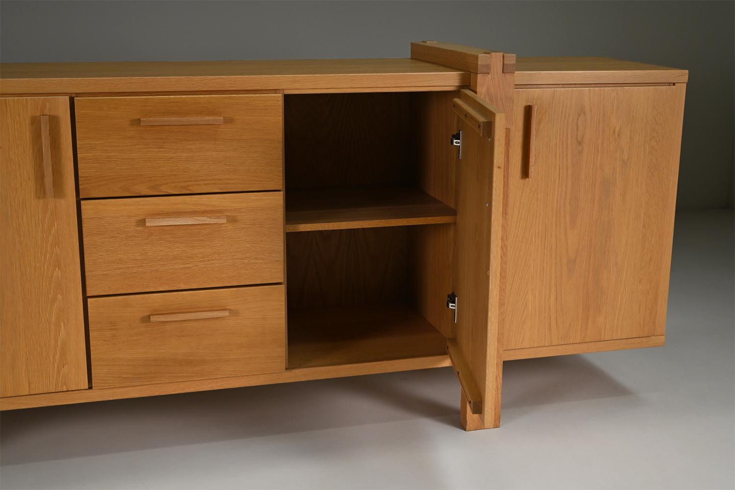 Large brustalist oak sideboard, Belgium. For Sale 3