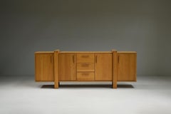 Large brustalist oak sideboard, Belgium.