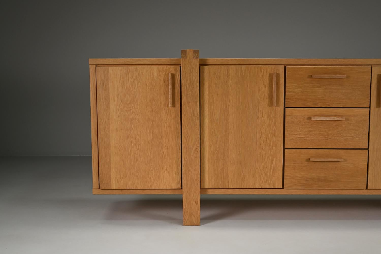 20th Century Large brustalist oak sideboard, Belgium. For Sale
