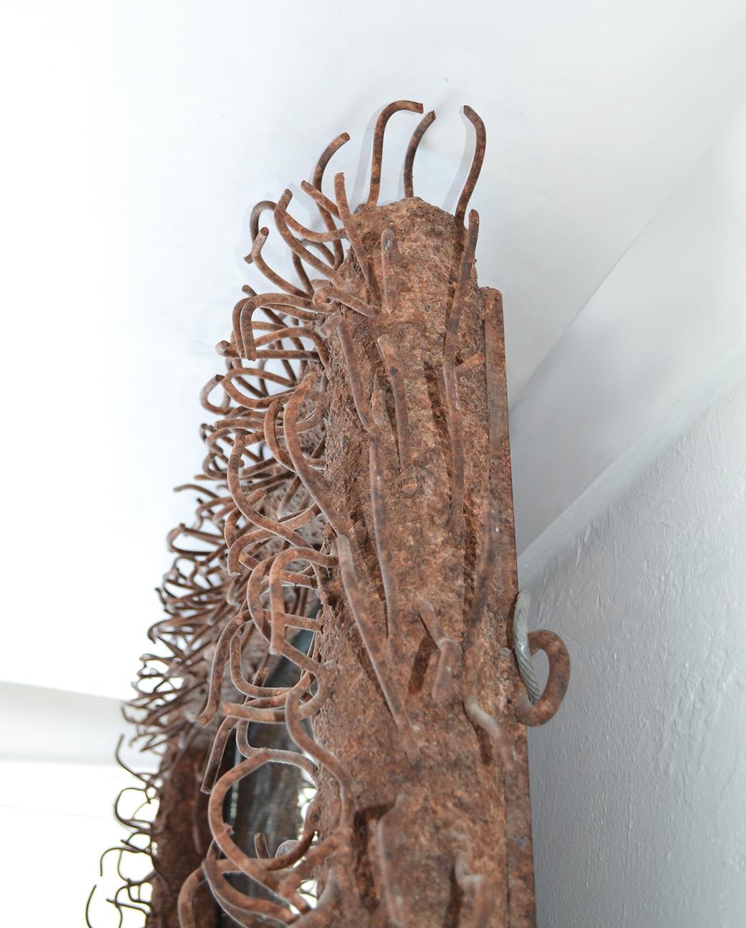 Large Brutalist Iron Mirror 'Eyelash' Avant Garde 1980s, USA For Sale 2