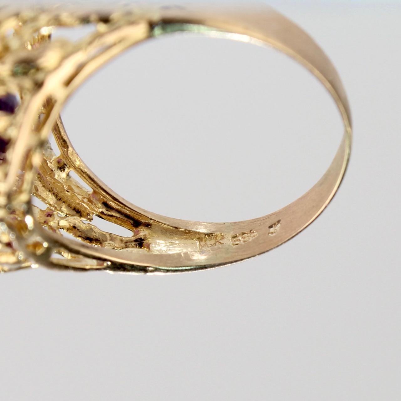 Large Brutalist 14 Karat Gold and Oval Cut Amethyst Ring 2