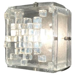 Große Brutalist 70s Lampe in dickem Glas von Poliarte - Handcrafted New Old Stock