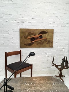 Large Brutalist Abstract Wall Sculpture Brass and Copper Stephen Chun, 1970s