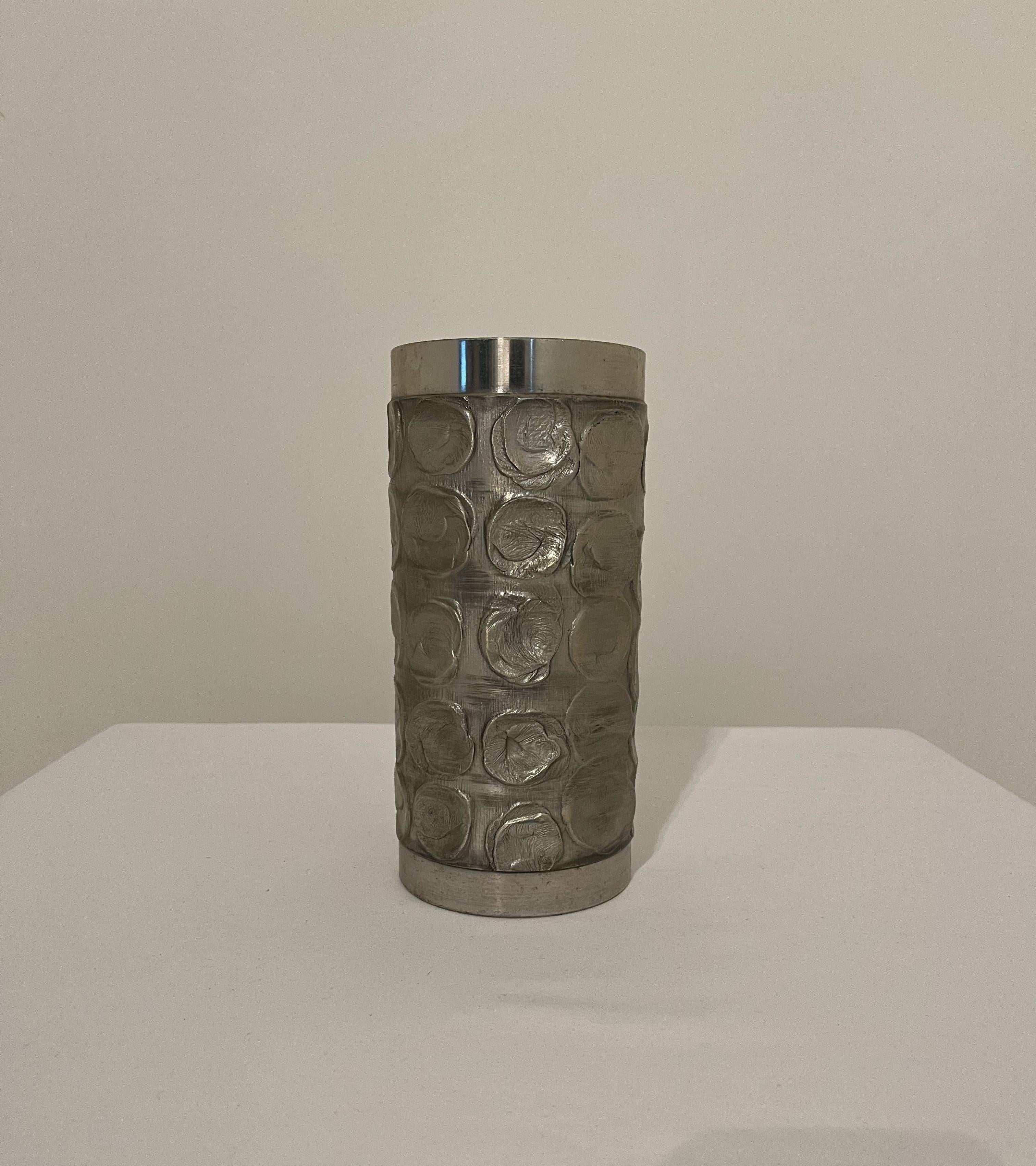 Large Brutalist Aluminium Vase 
From Germany 

Great size and texture. 
Height 21cm D10cm. 


