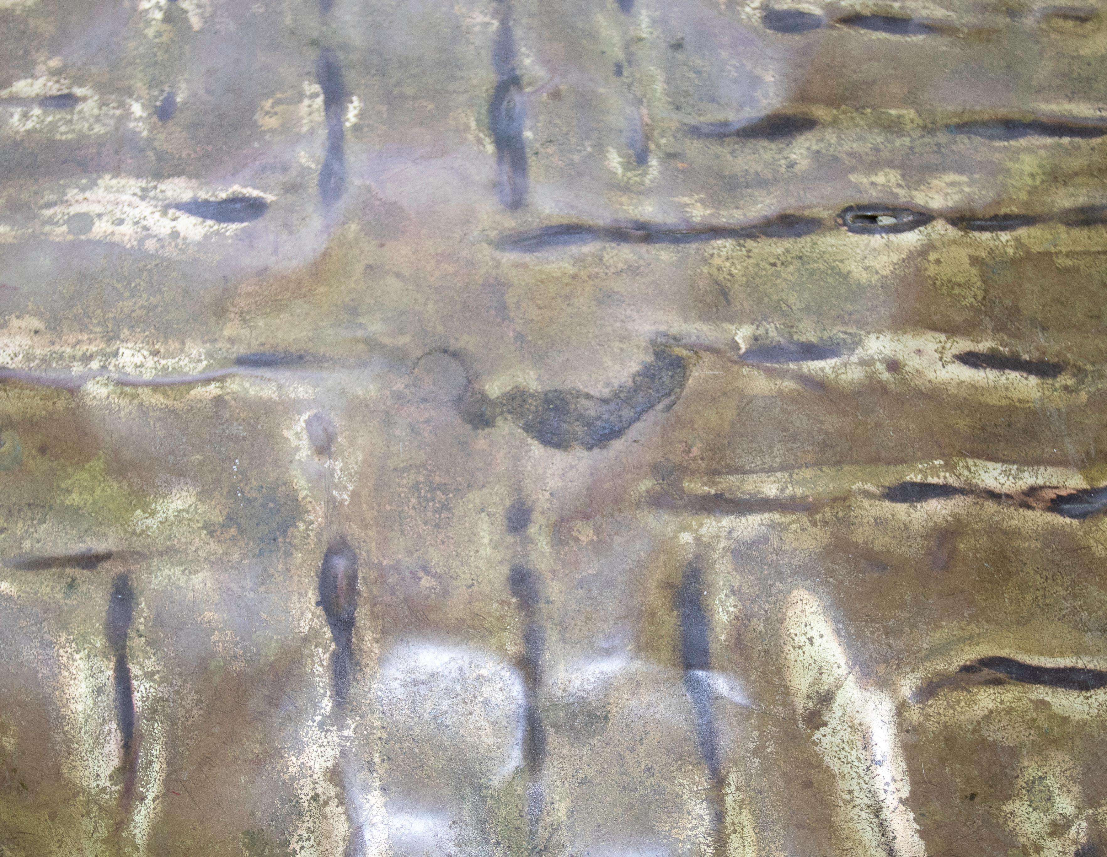 Late 20th Century Large Brutalist Brass Cube Table