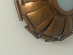 Large Brutalist Brass Flush Mount chandelier