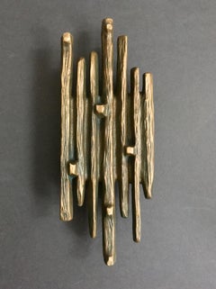 Large Brutalist Bronze Door Handle, Mid-20th Century European