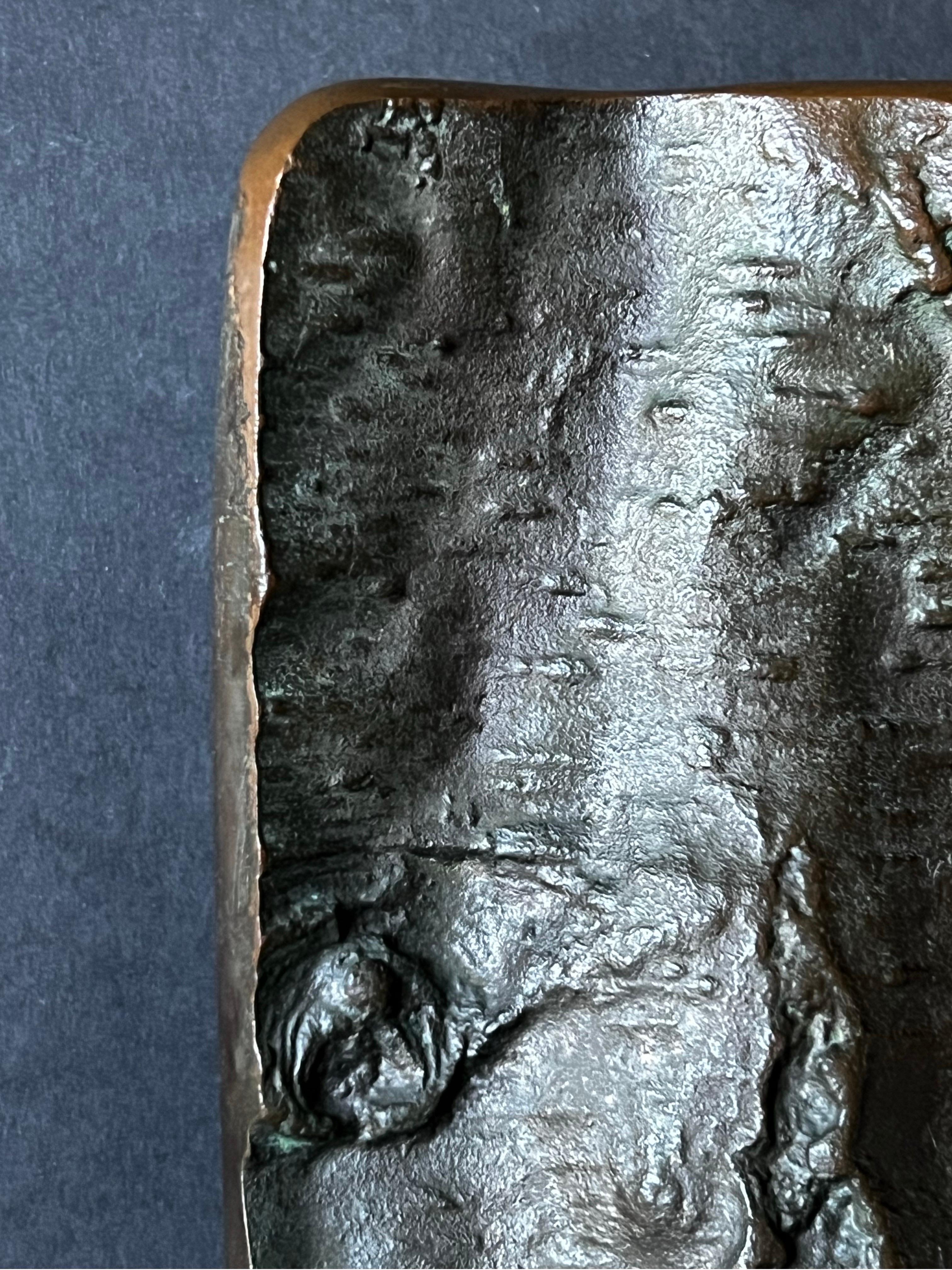 European Large Brutalist Bronze Door Handle with Tree Bark Pattern