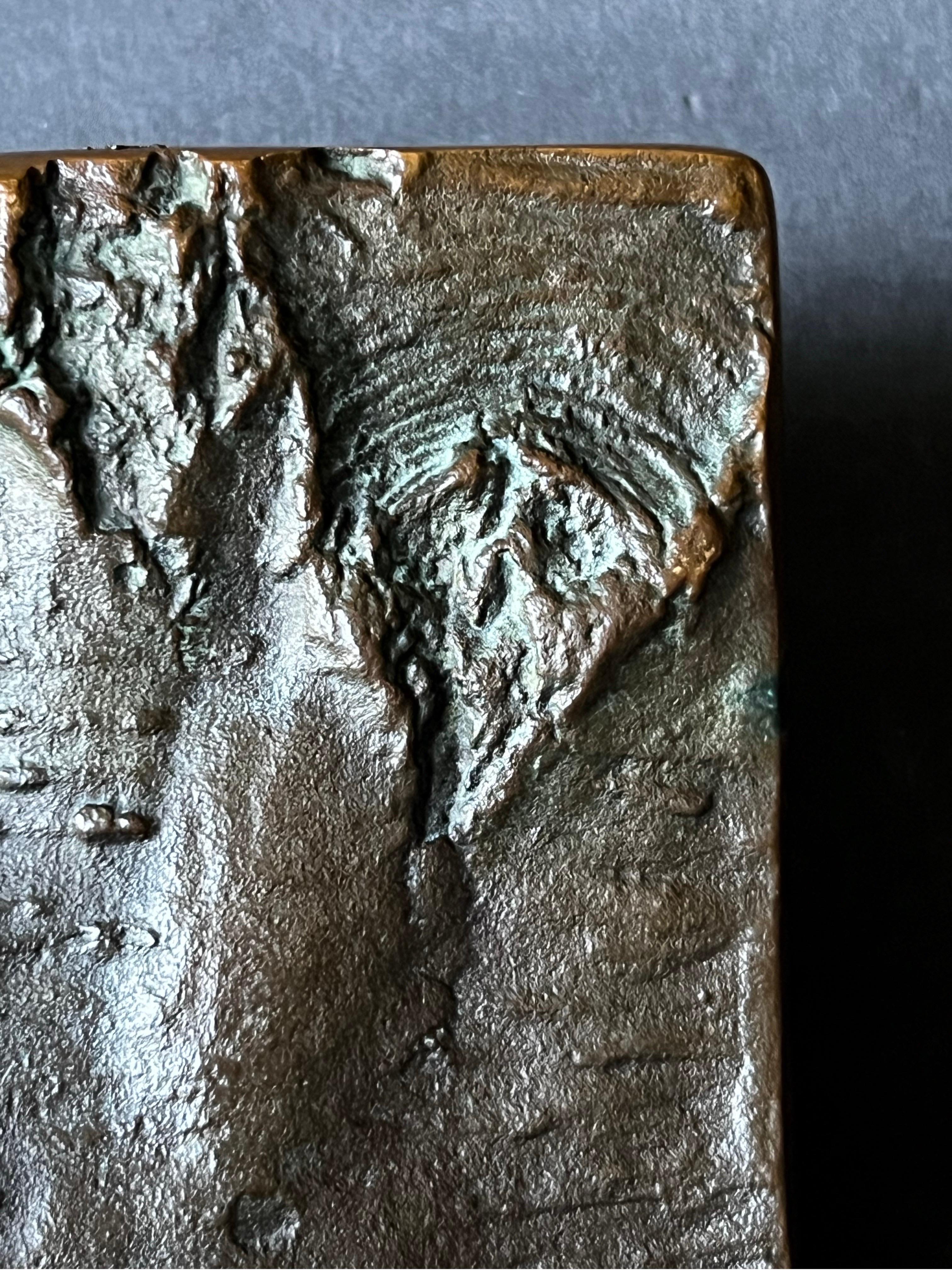 Cast Large Brutalist Bronze Door Handle with Tree Bark Pattern