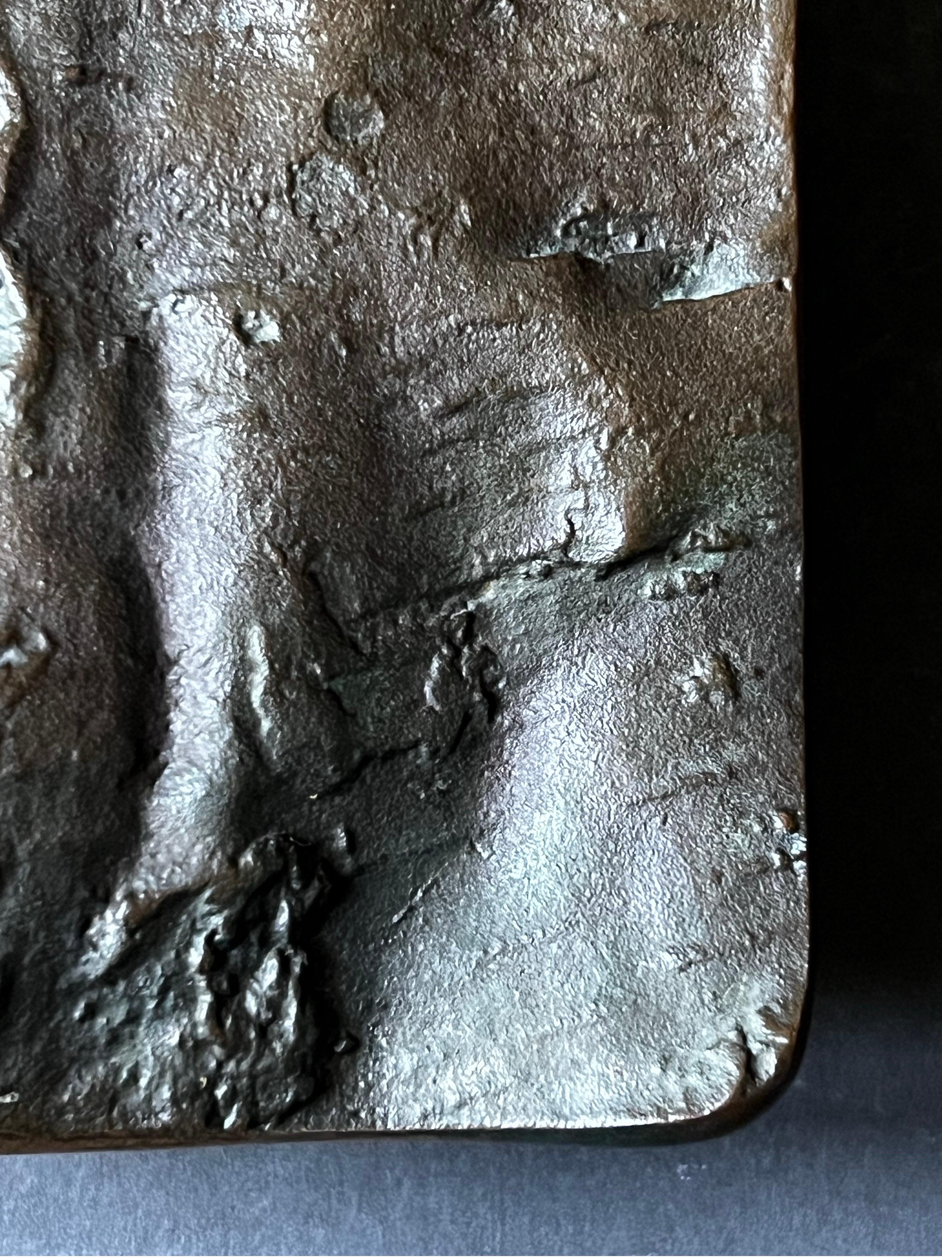 Large Brutalist Bronze Door Handle with Tree Bark Pattern In Good Condition In London, GB
