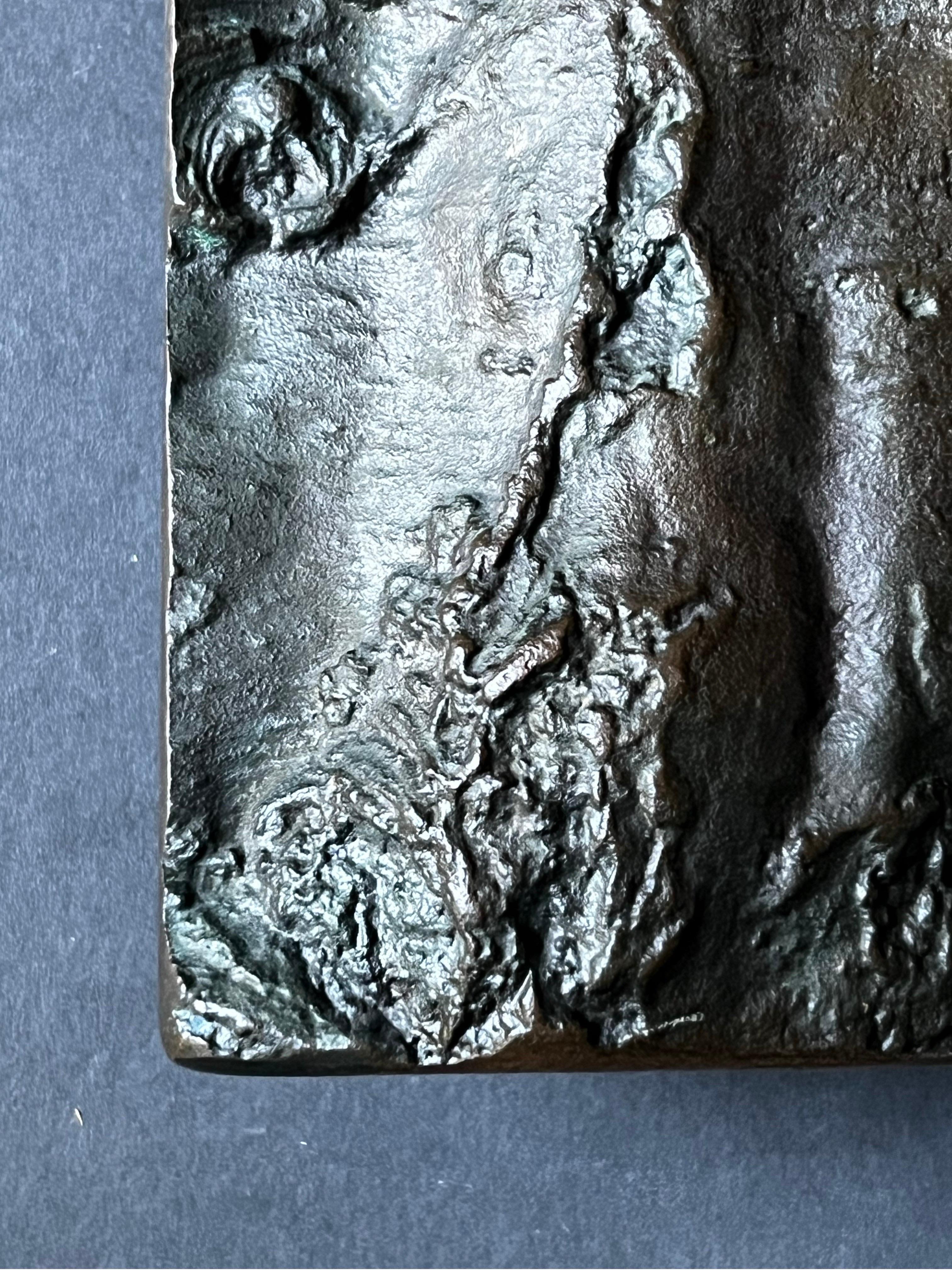 20th Century Large Brutalist Bronze Door Handle with Tree Bark Pattern