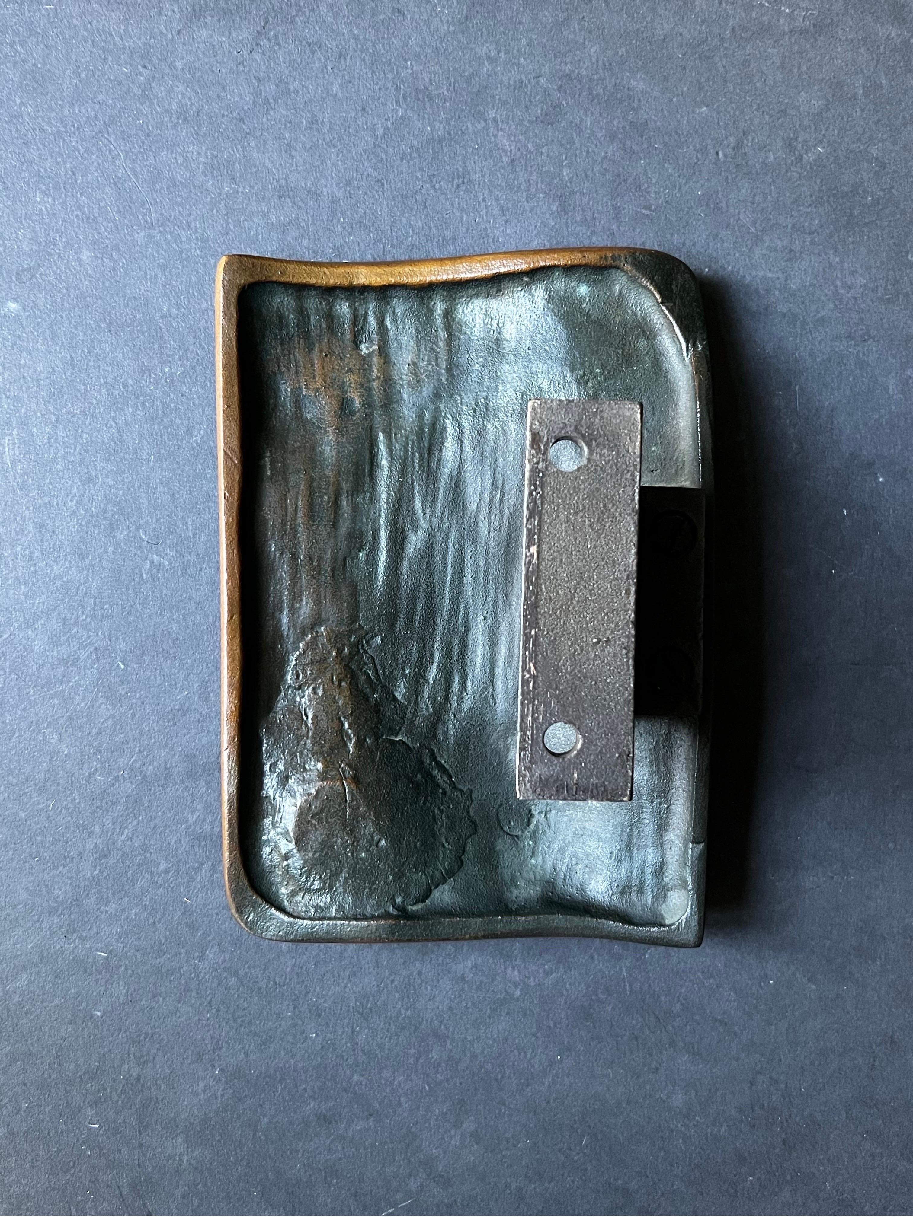 Large Brutalist Bronze Door Handle with Tree Bark Pattern 4