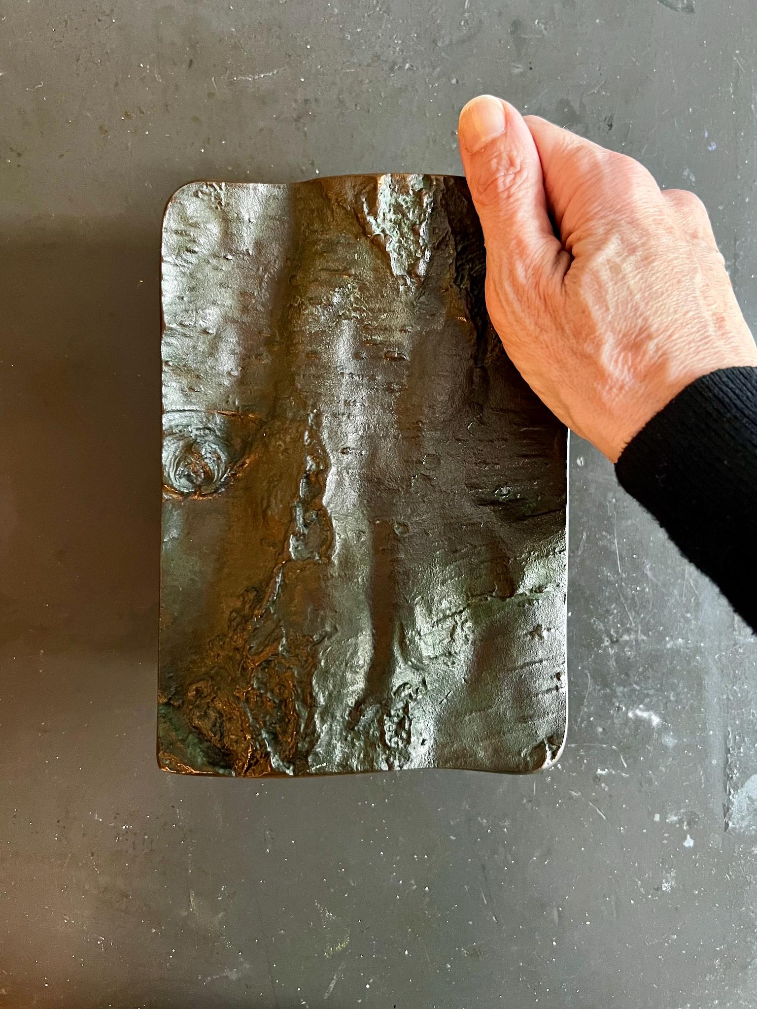 Large Brutalist Bronze Door Handle with Tree Bark Pattern 3