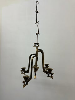 Large brutalist bronze hanging candle holder , 1970’s