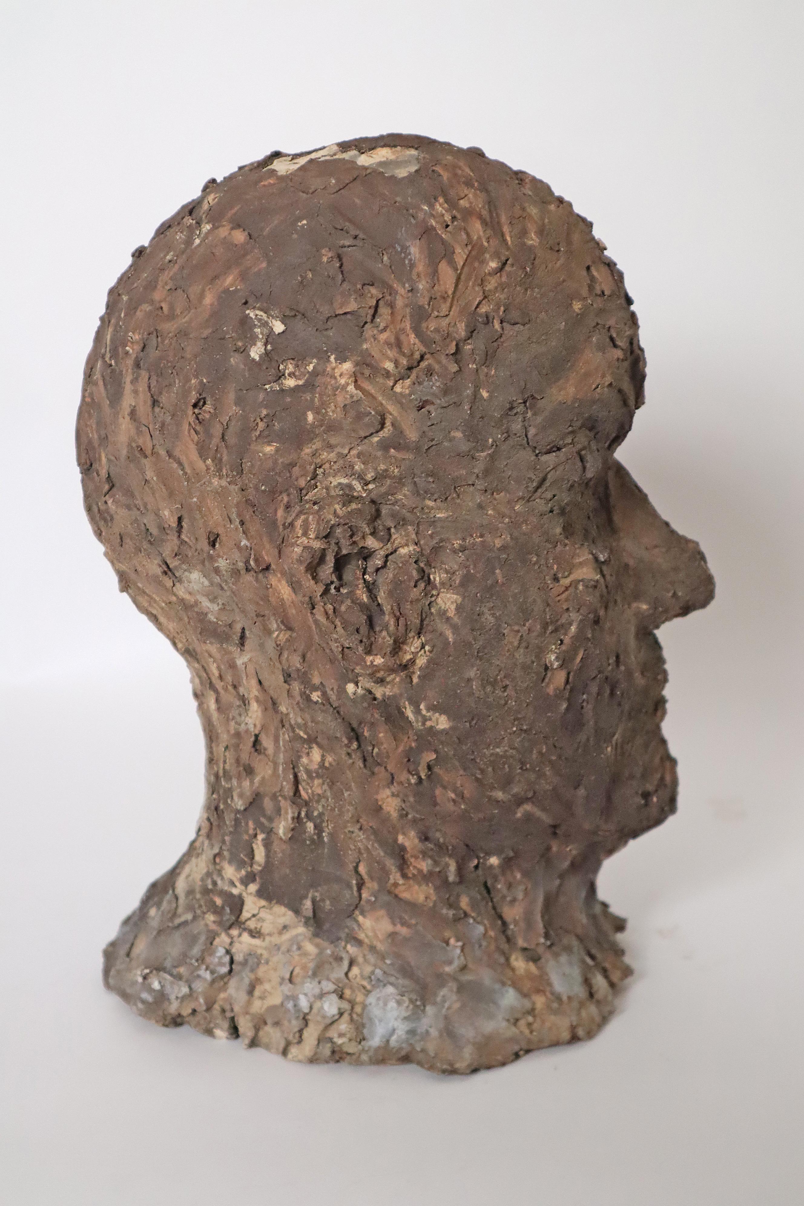Grande busto brutalista di un uomo nello stile di Alberto Giacometti anni '50 in vendita 6