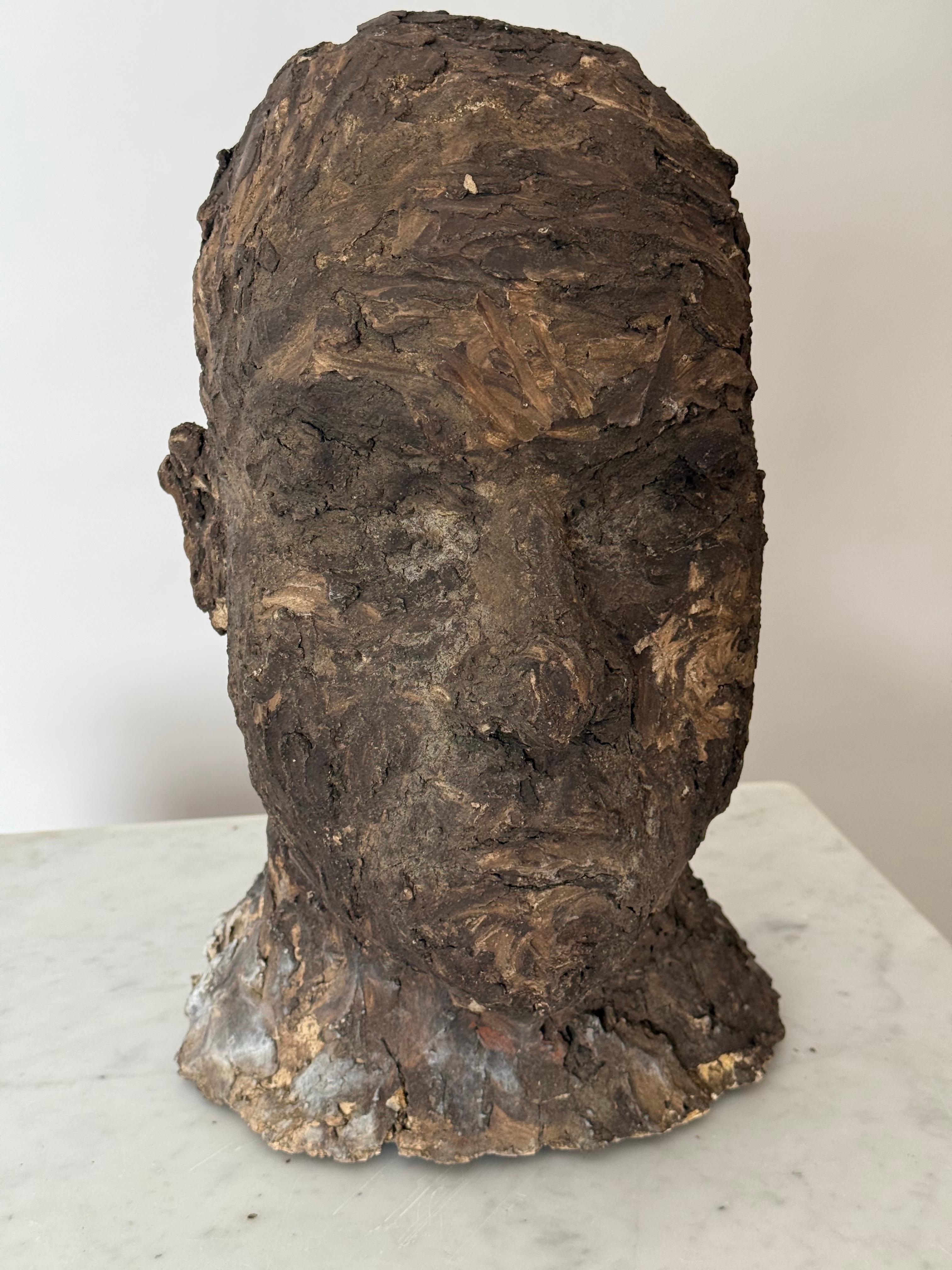 Svizzero Grande busto brutalista di un uomo nello stile di Alberto Giacometti anni '50 in vendita