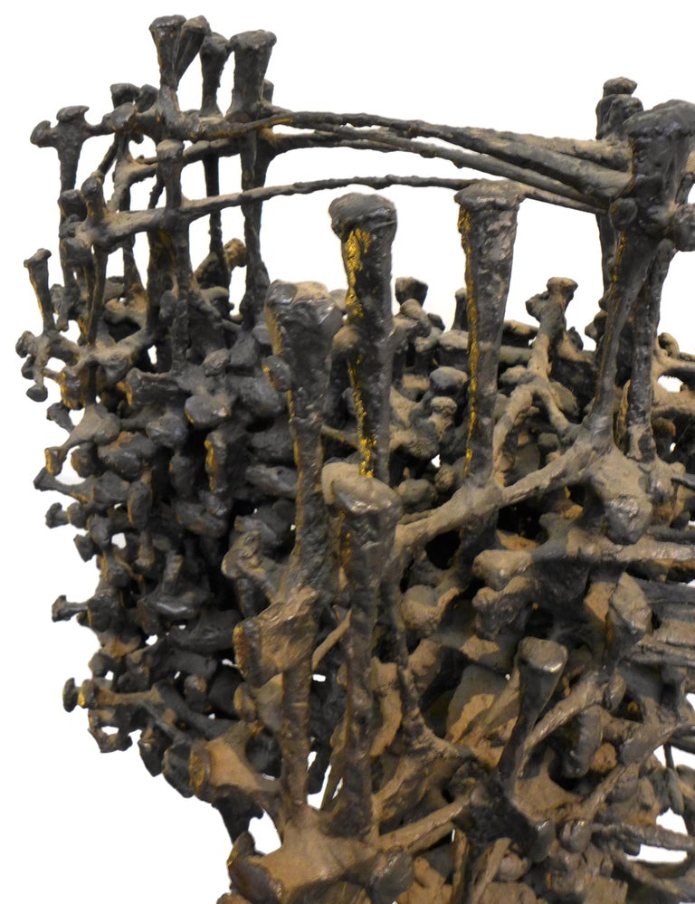 American Large Brutalist Cast Iron Sculpture by John Cook For Sale