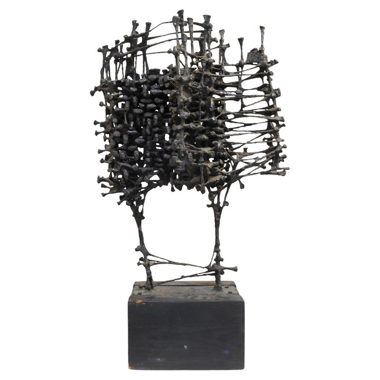 Large Brutalist Cast Iron Sculpture by John Cook For Sale