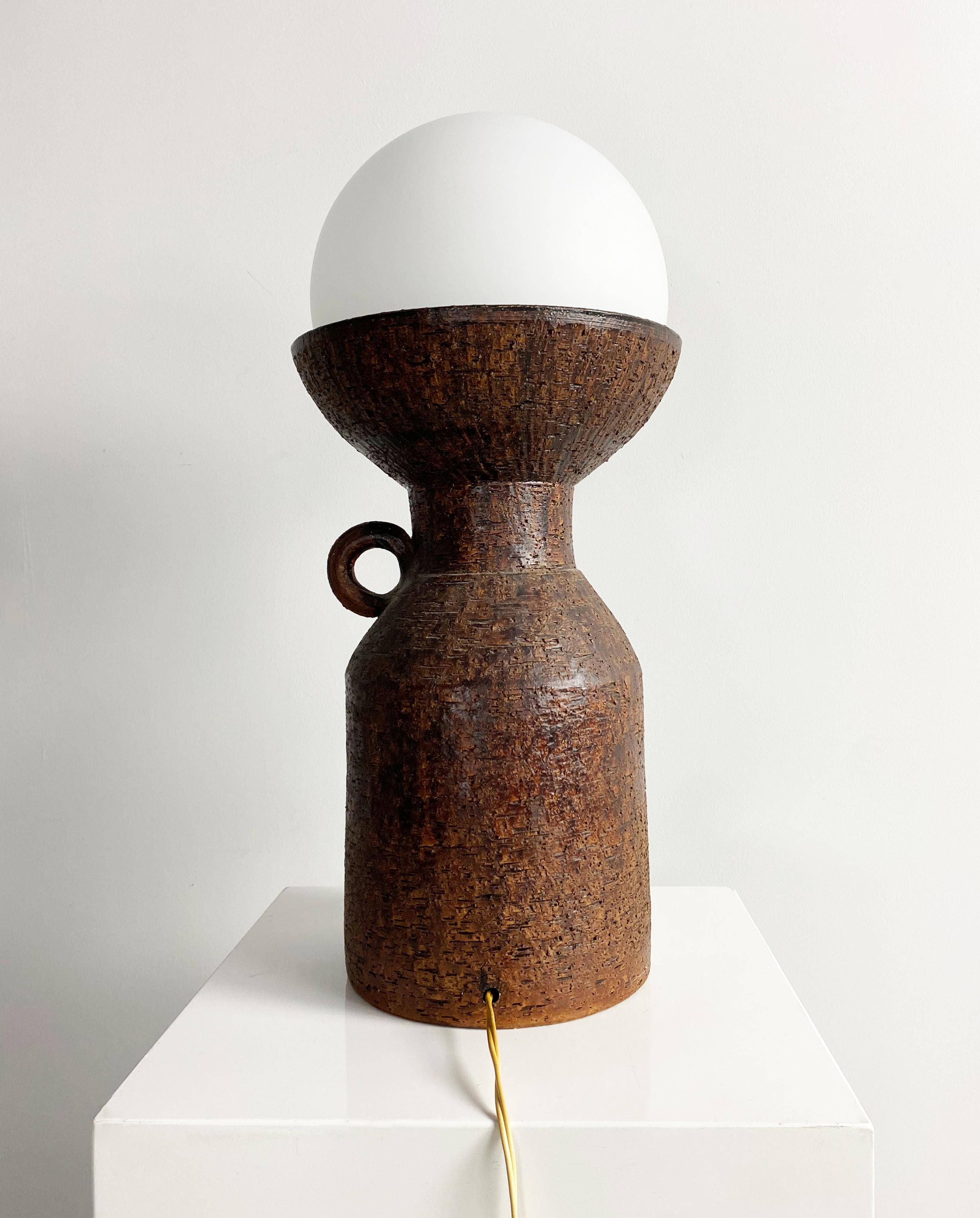 Large Brutalist Ceramic Lamp, Germany, c.1970 In Good Condition For Sale In Surbiton, GB