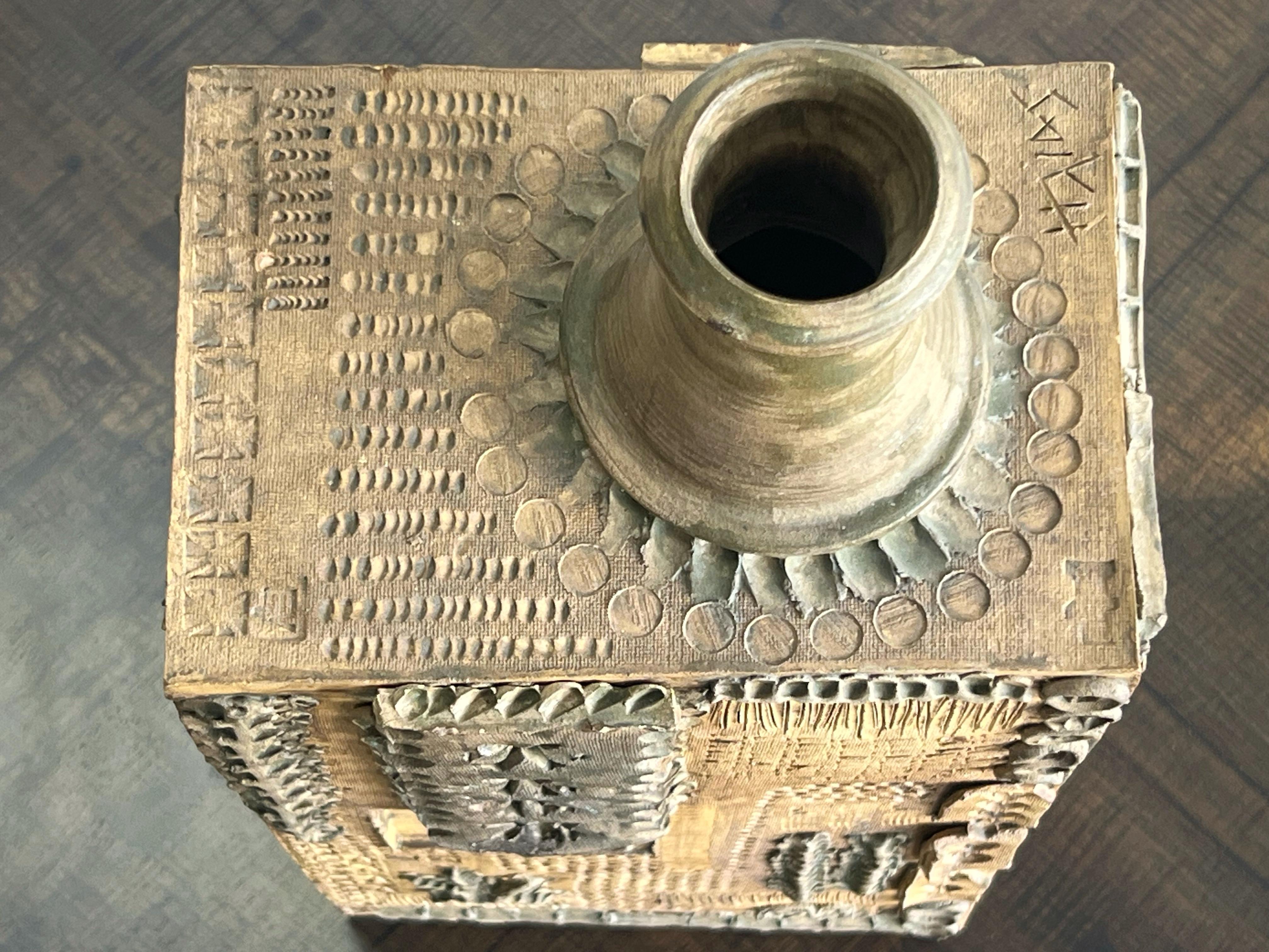 Large Brutalist Ceramic Pottery Vase Mid Century For Sale 7
