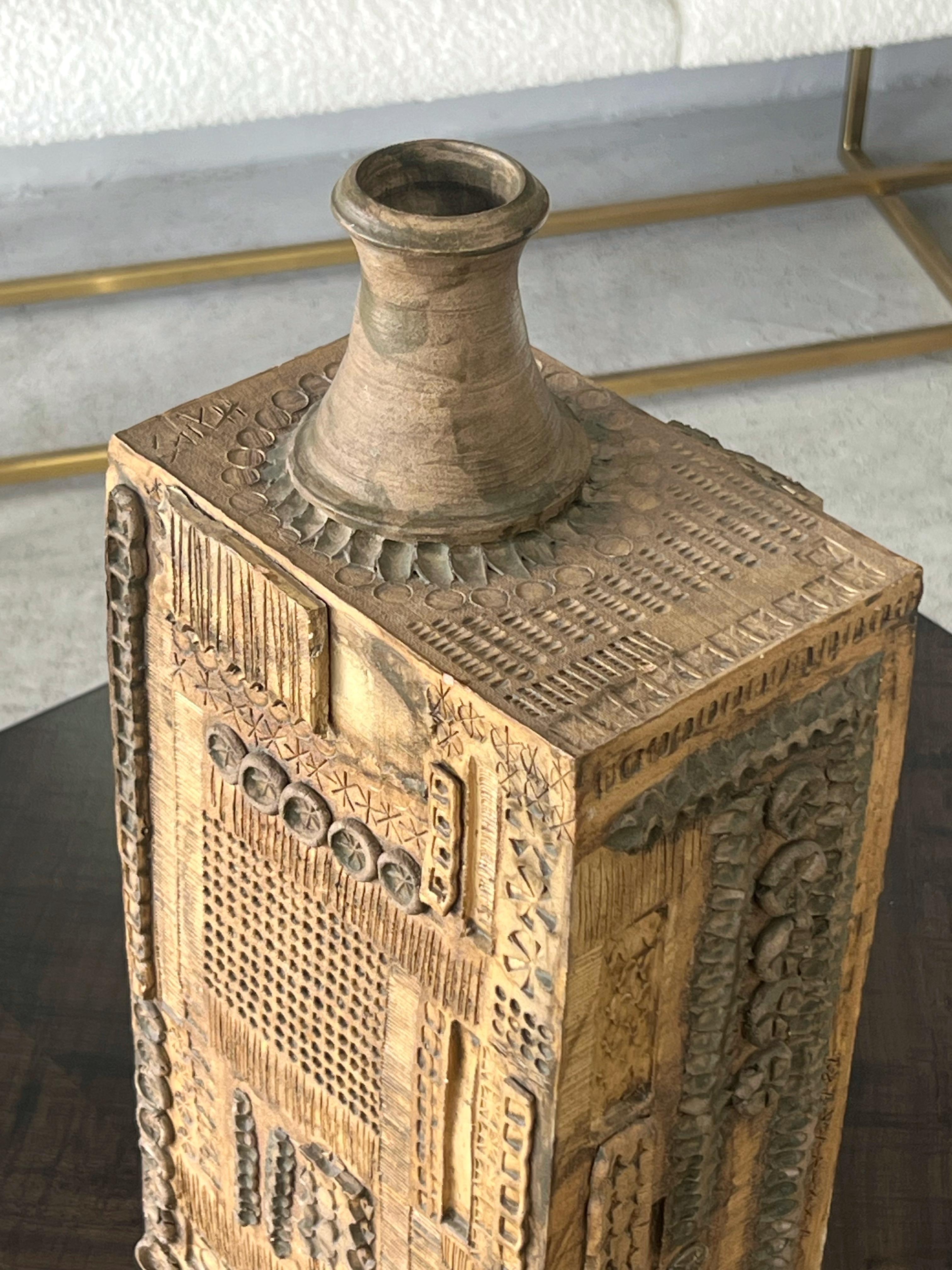 Mid-20th Century Large Brutalist Ceramic Pottery Vase Mid Century For Sale